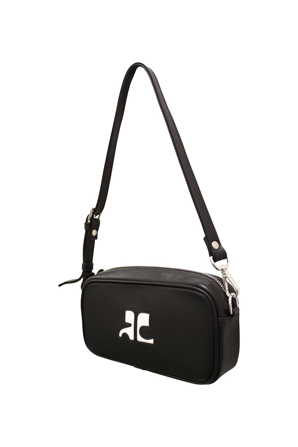 Shop Courrèges Leather Camera Baguette Bag