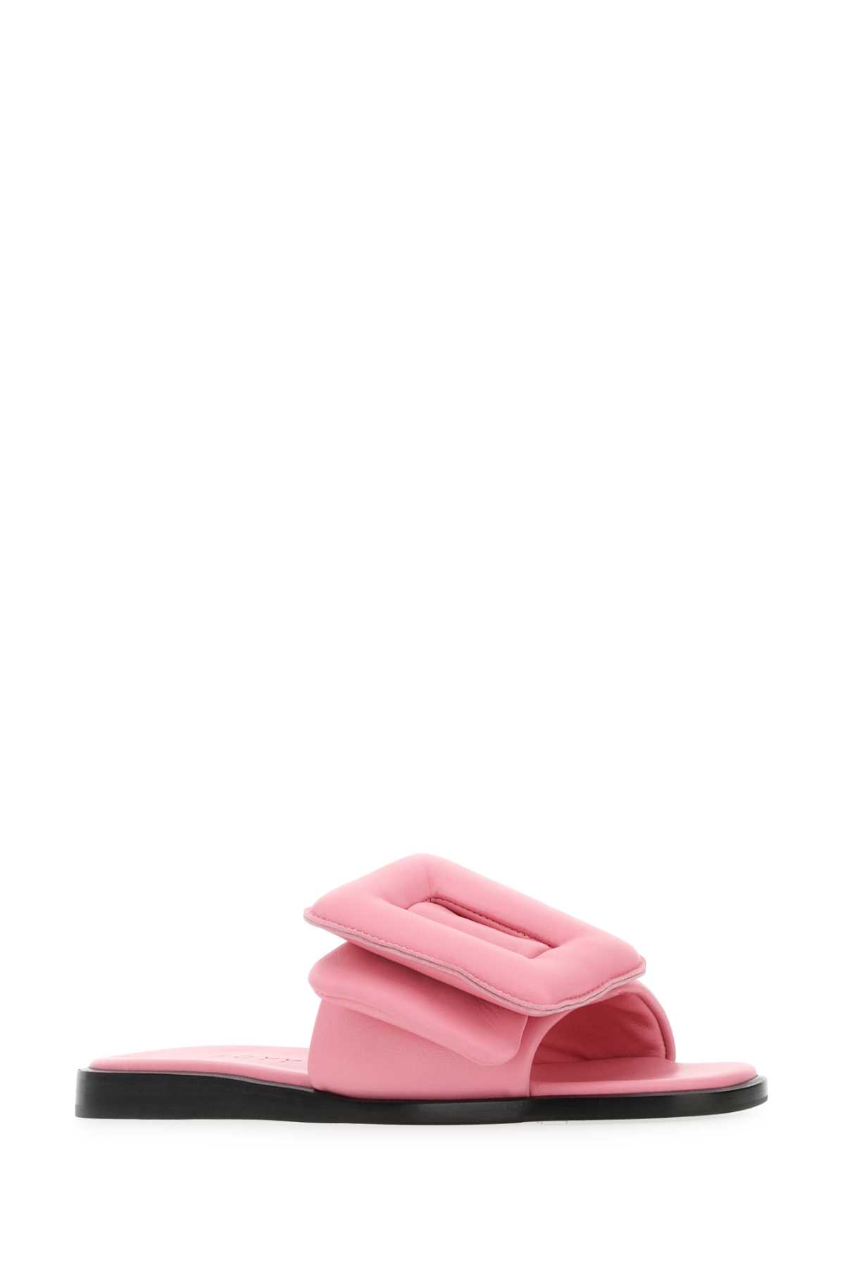 Shop Boyy Pink Leather Puffy Slippers In Bubgum