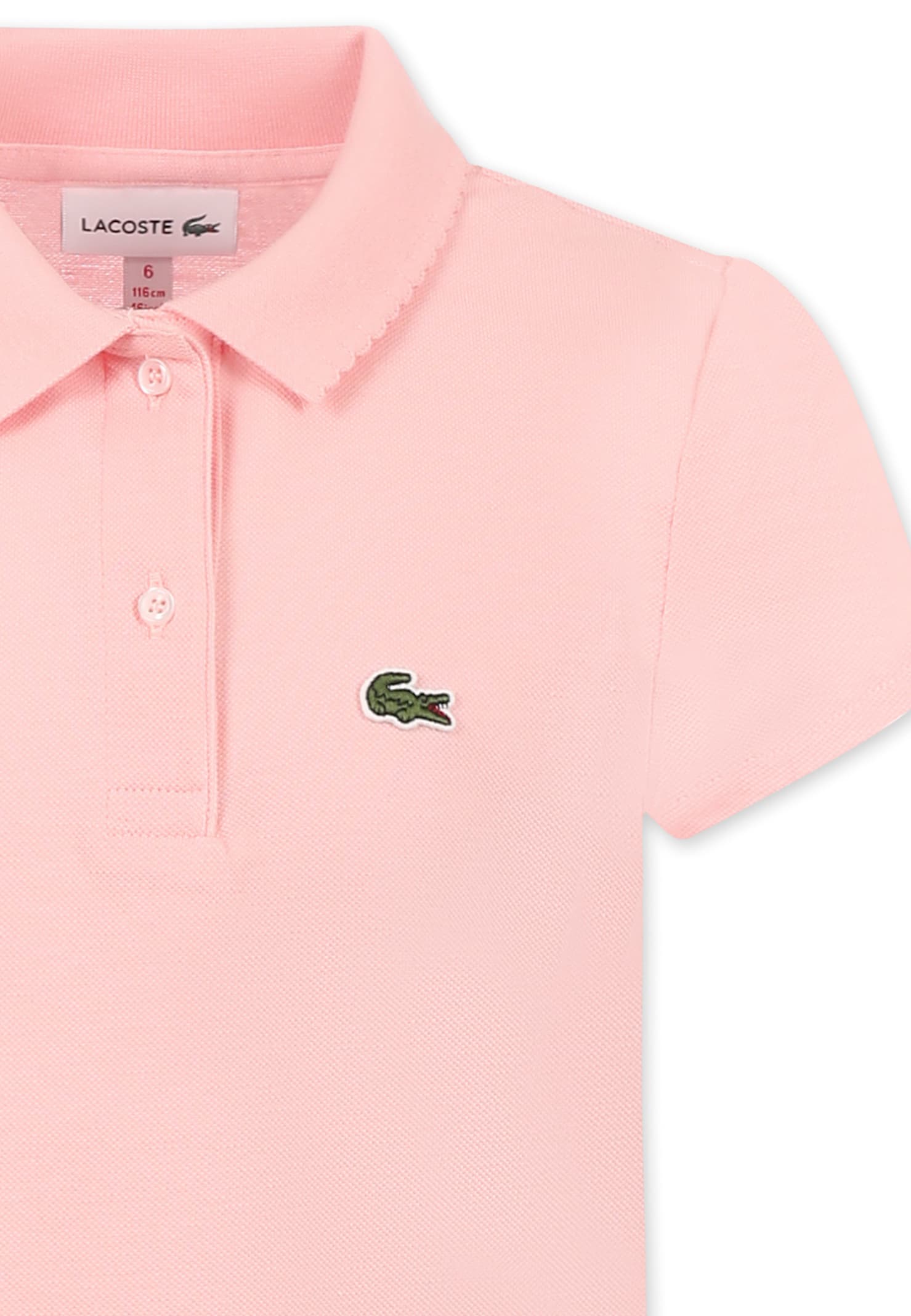 Lacoste Pink Polo Shirt For Girl With Crocodile In Pink