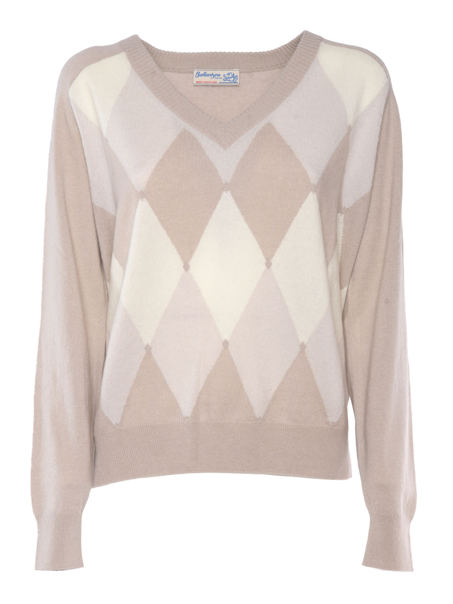 Shop Ballantyne V Neck Pullover In Beige