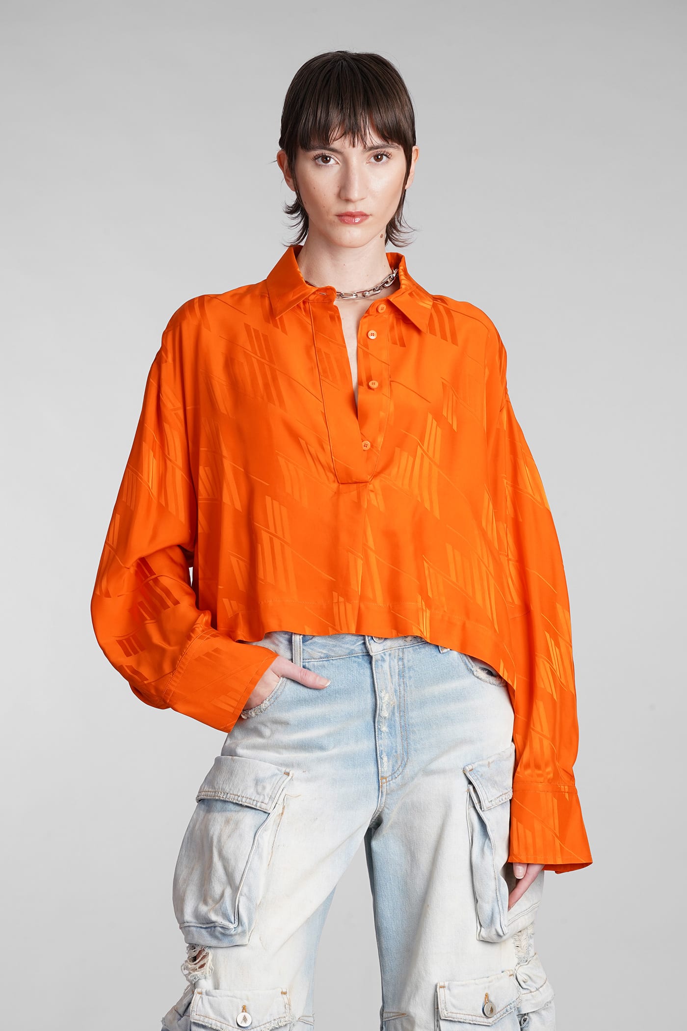 The Attico Jill Shirt In Orange Viscose
