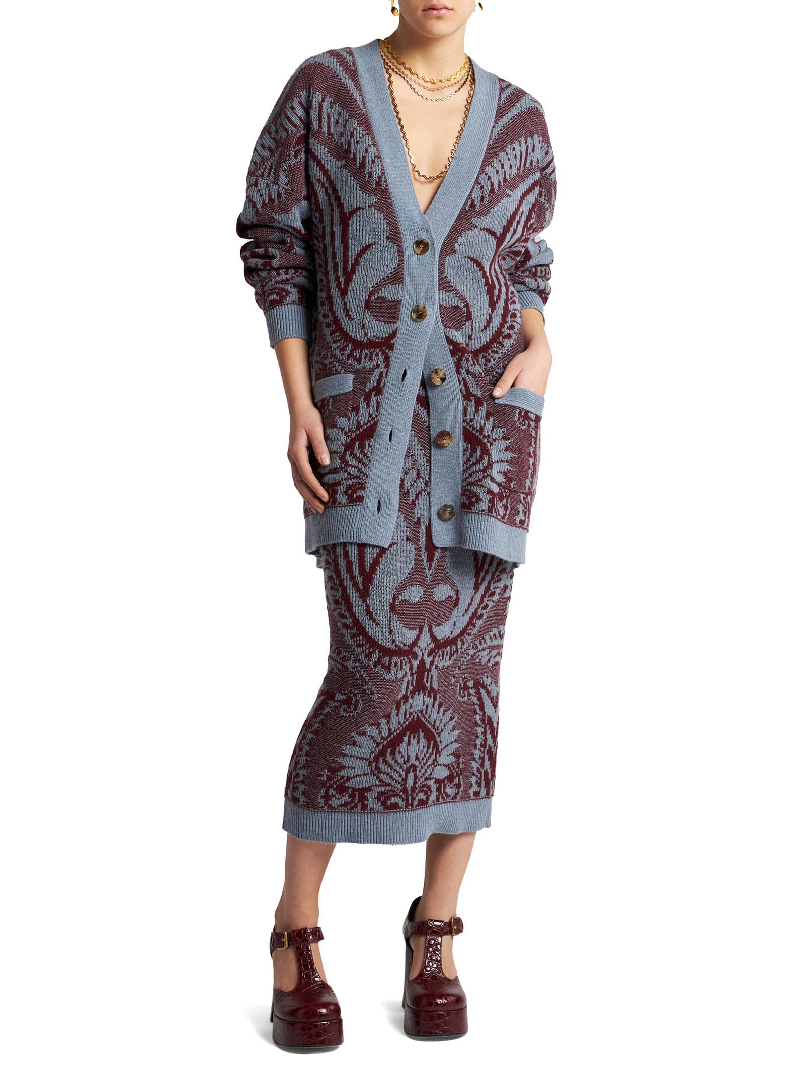 Shop Etro Cardigan In Clear Blue