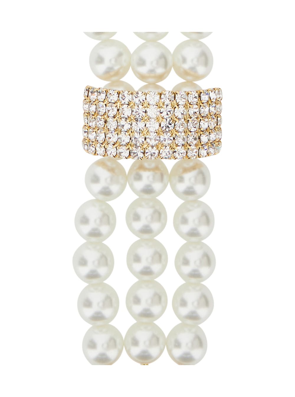 Silvia Gnecchi Susy Metal-colored Necklace With All-over Glass Pearls And Adjustable Clasp In Brass Woman In Gold