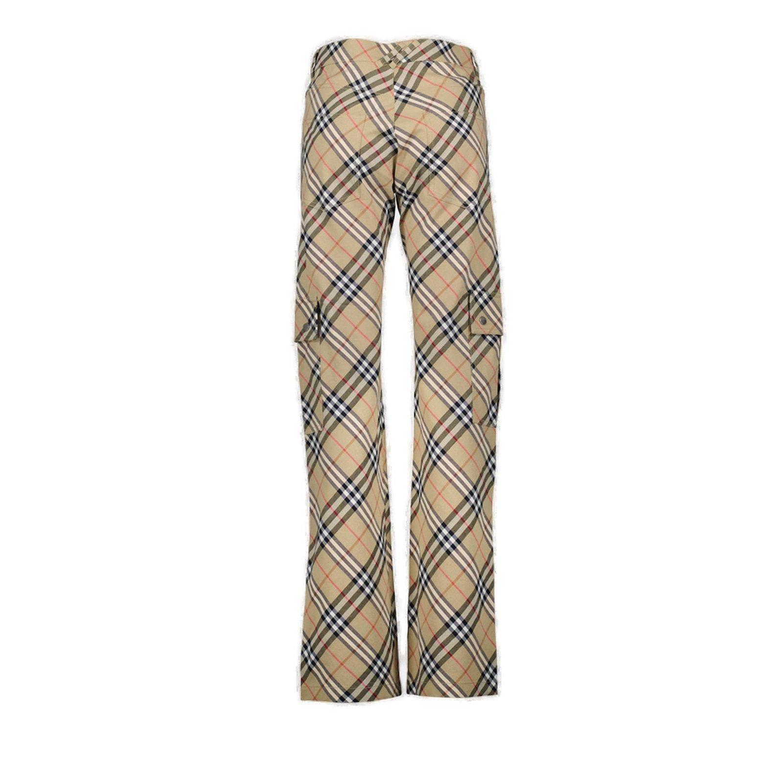Burberry Straight-leg Checked Cargo Pants In Teacup Pasture