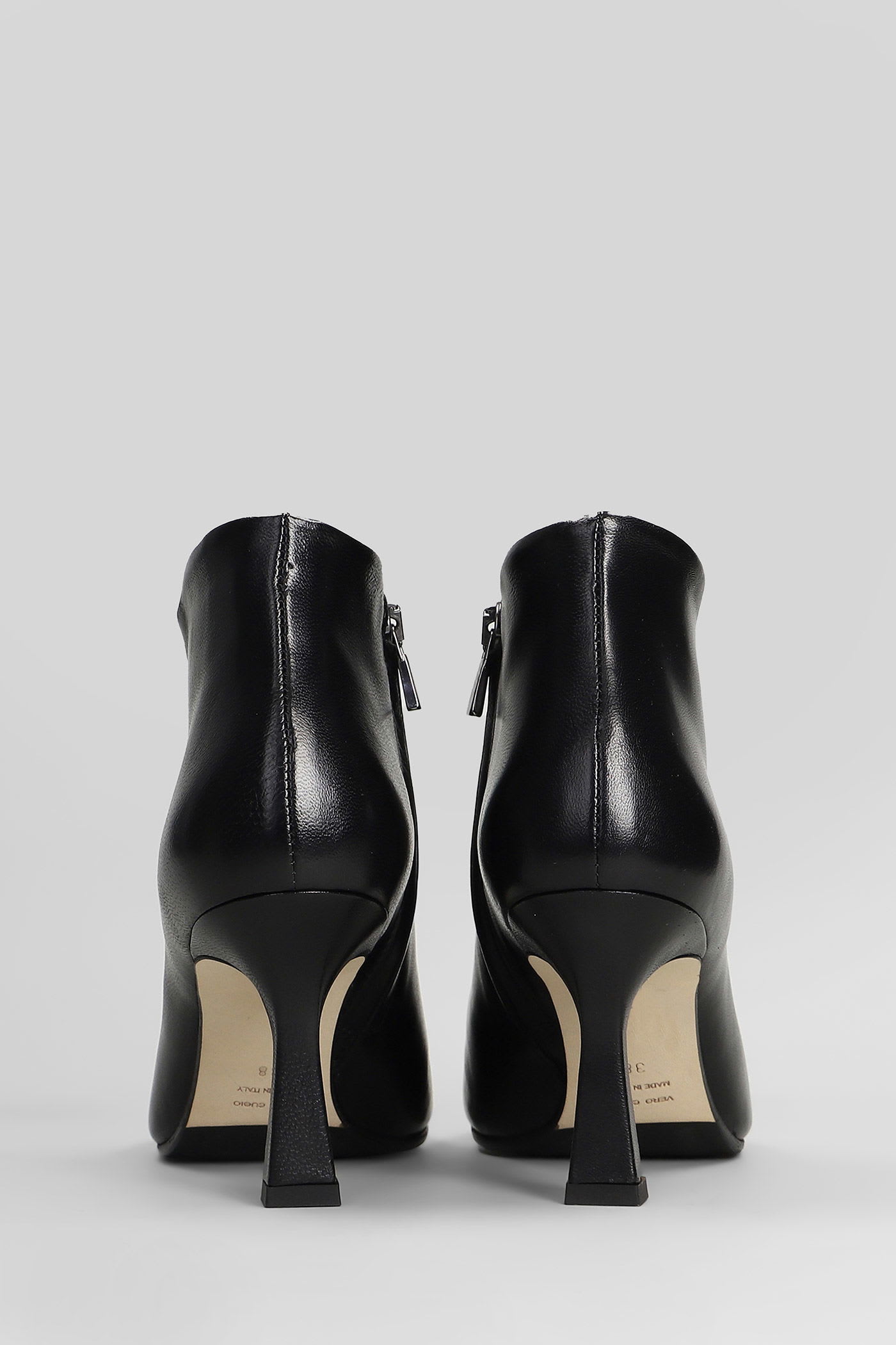 Julie Dee High Heels Ankle Boots In Black Leather In Black