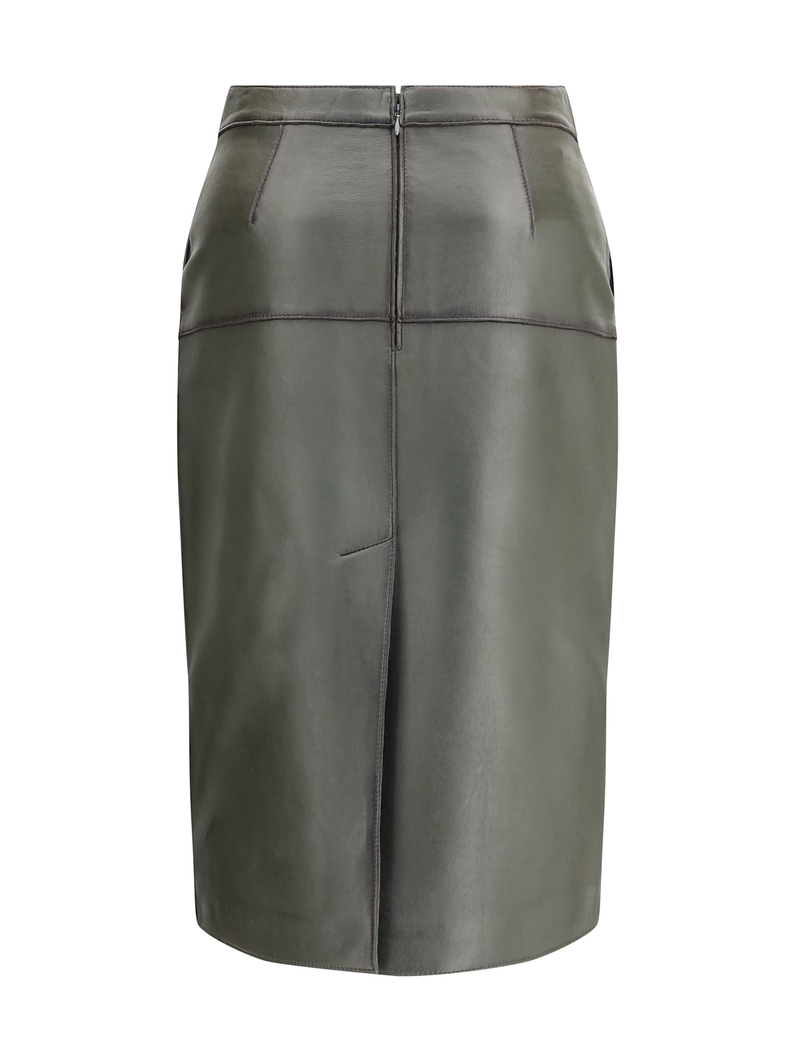 P.a.r.o.s.h P. A.r. O.s. H. Leather Pencil Skirt In Gray