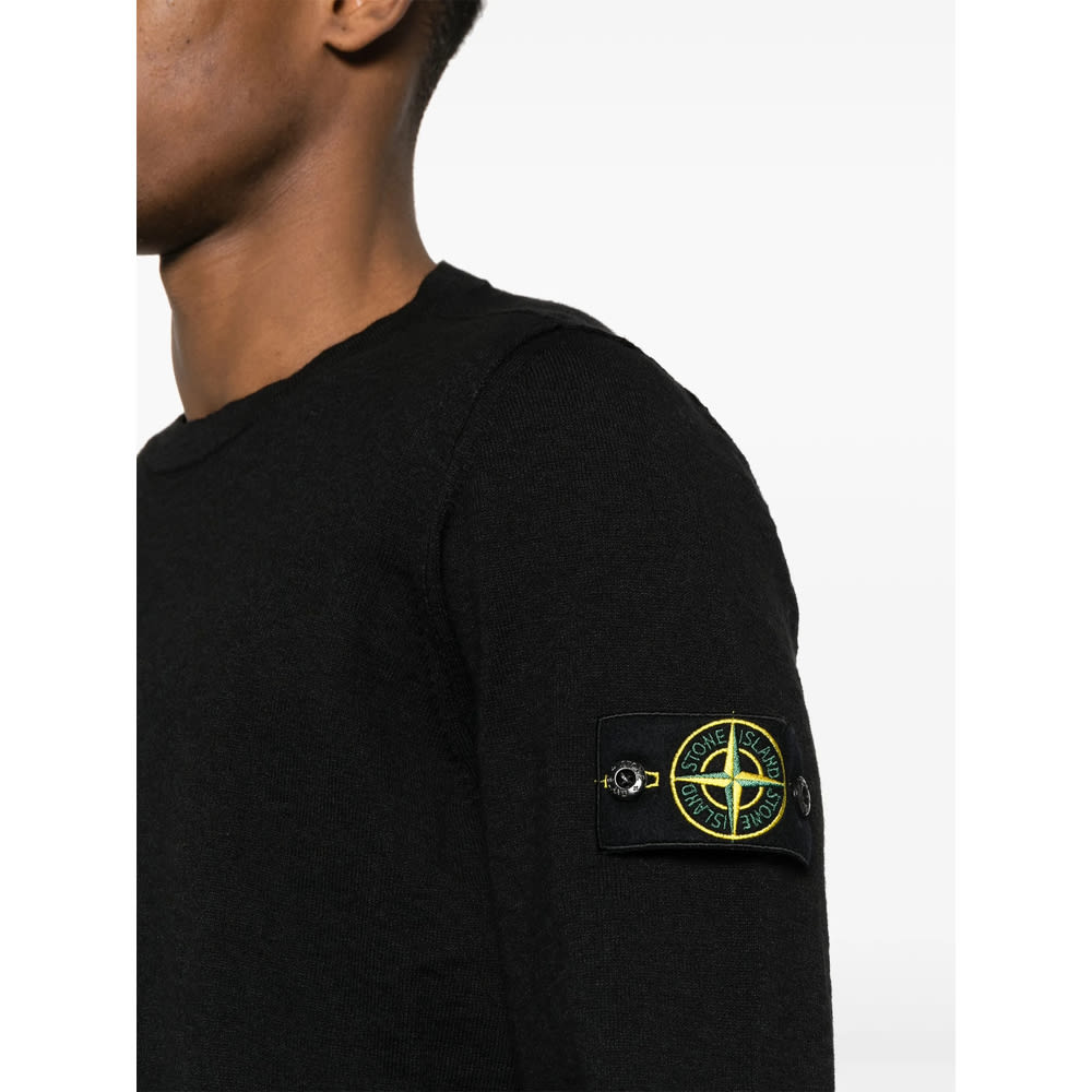 Stone Island Cotton Sweatshirt With Removable Logo Patch In Black
