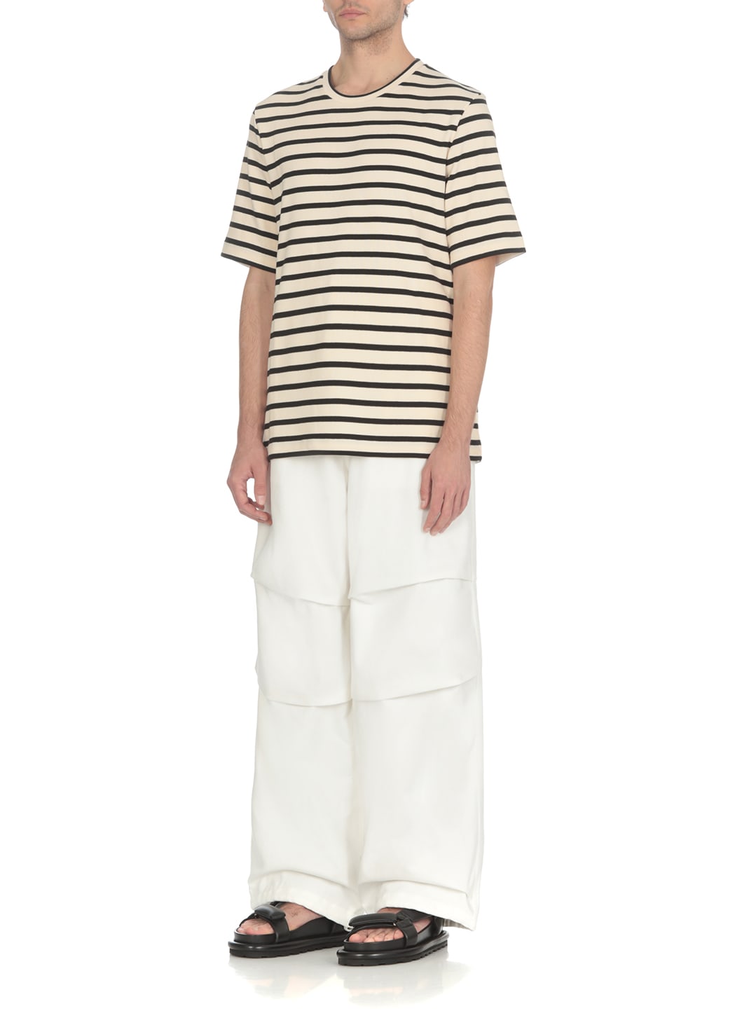 Shop Jil Sander Striped Cotton T-shirt In Ivory