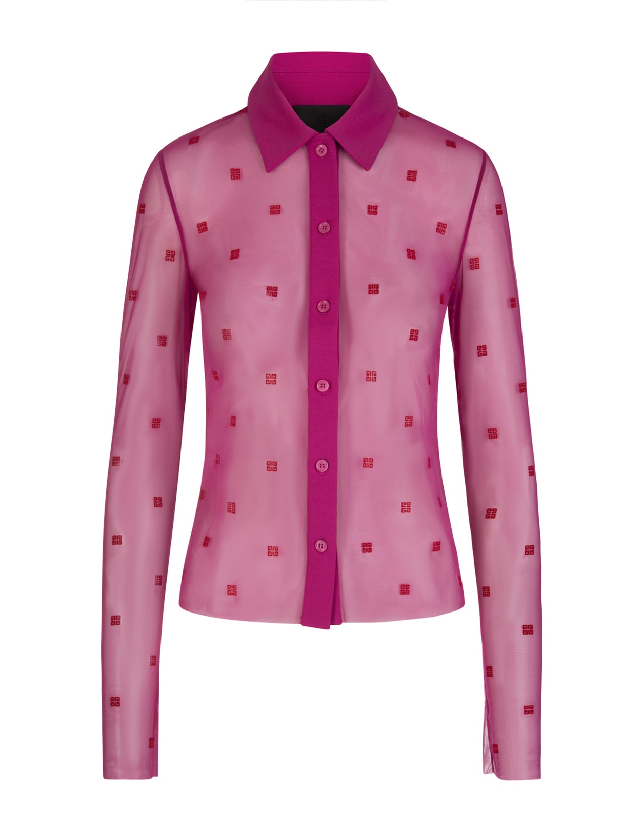 Givenchy Woman Shirt In Fuchsia Tulle With 4g Motif