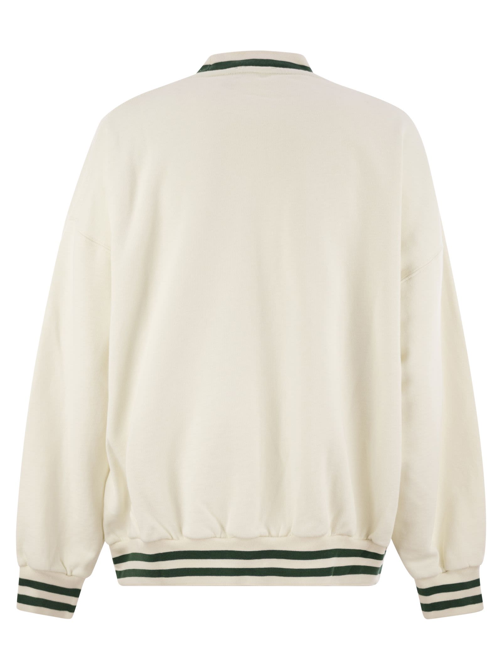 Shop Polo Ralph Lauren Cotton Blend Sweatshirt With Logo In White/green