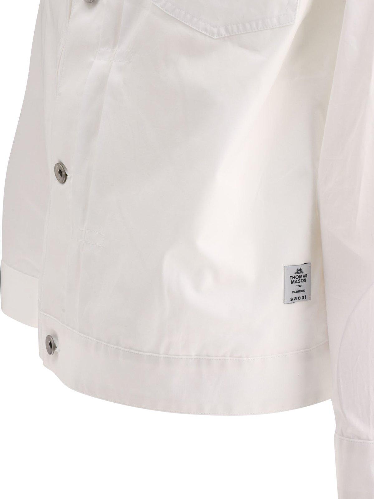 Shop Sacai Long Sleeved Thomas Mason Shirt In 151 Off White