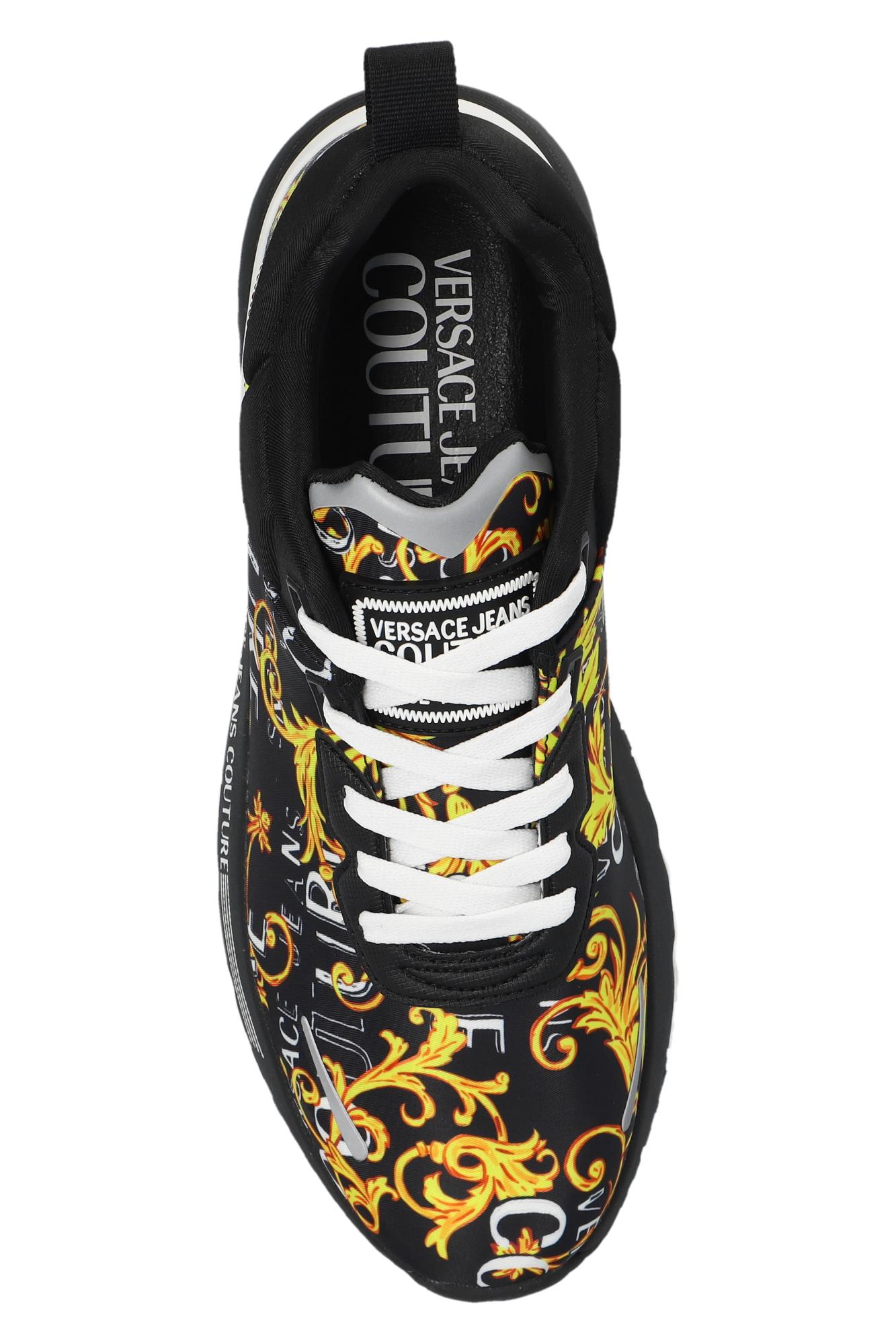 Shop Versace Jeans Couture Sneakers With Logo In Black