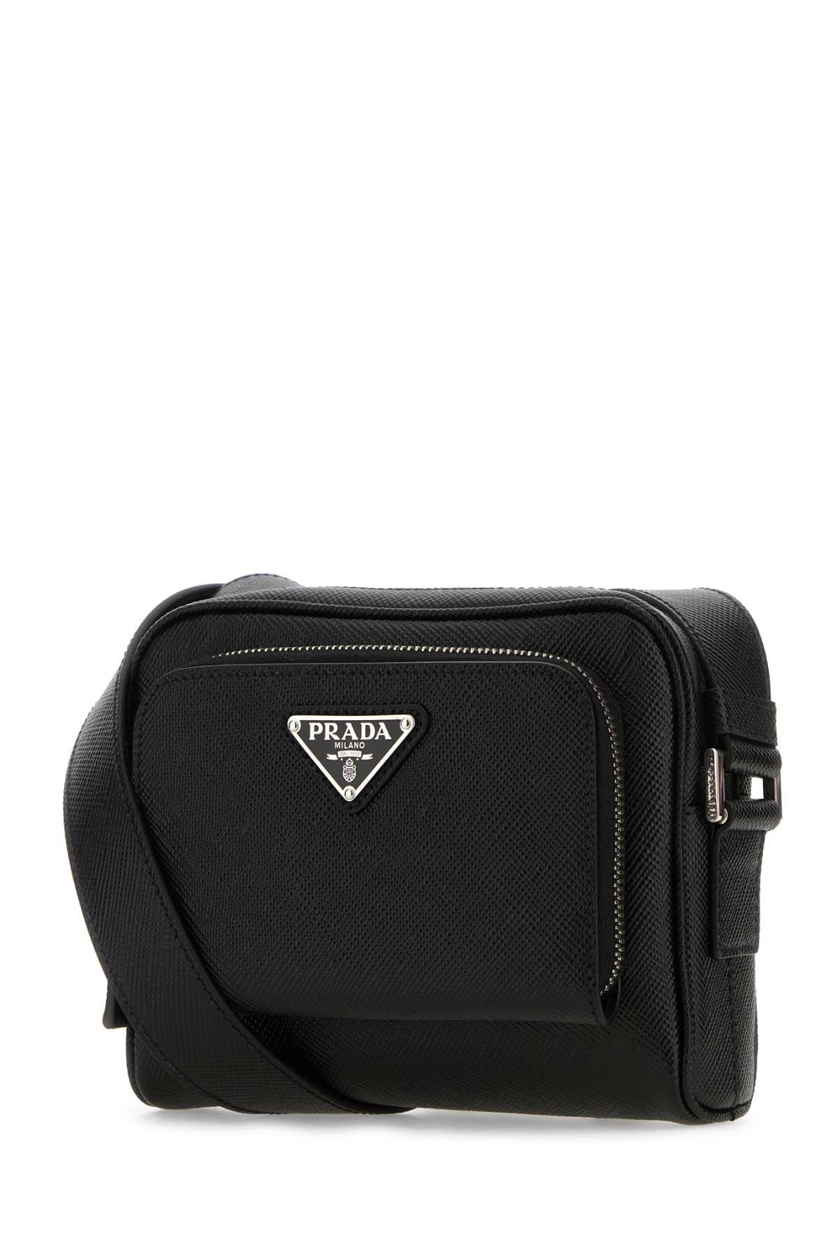 Shop Prada Black Leather Crossbody Bag In Nero