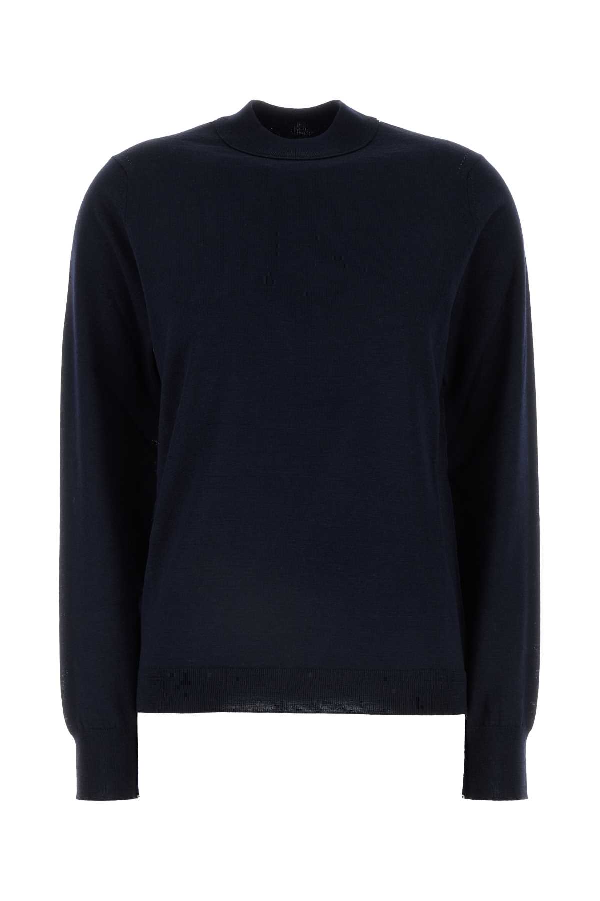 Shop Maison Margiela Midnight Blue Wool Sweater In Navy