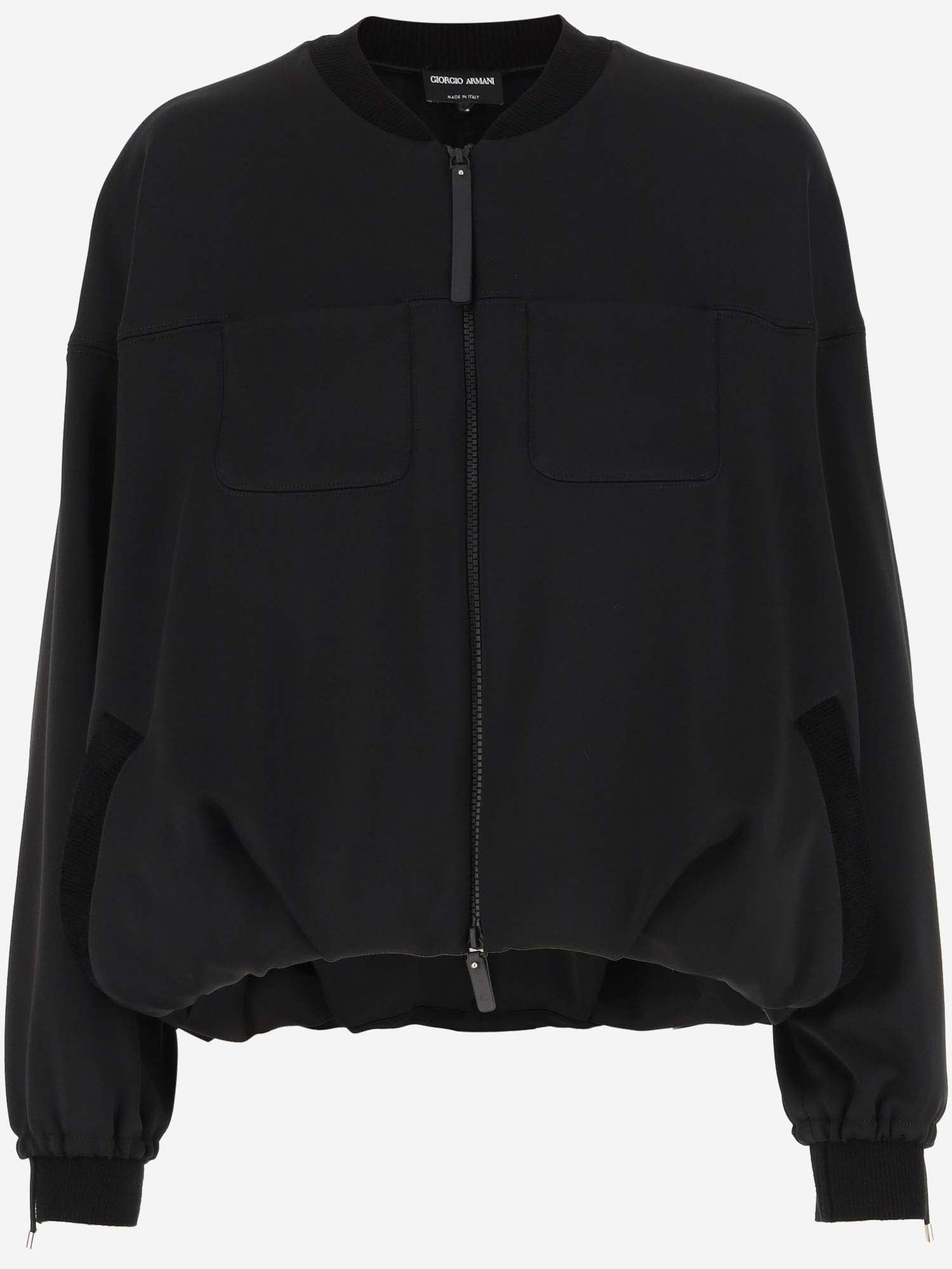 Shop Giorgio Armani Stretch Viscose Jacket In Black