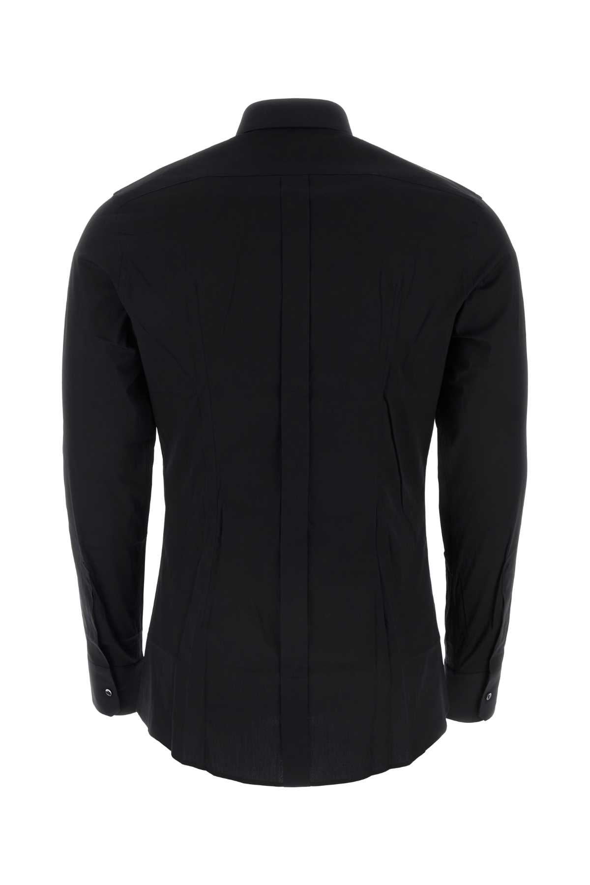 Shop Dolce & Gabbana Black Stretch Poplin Shirt In Nero