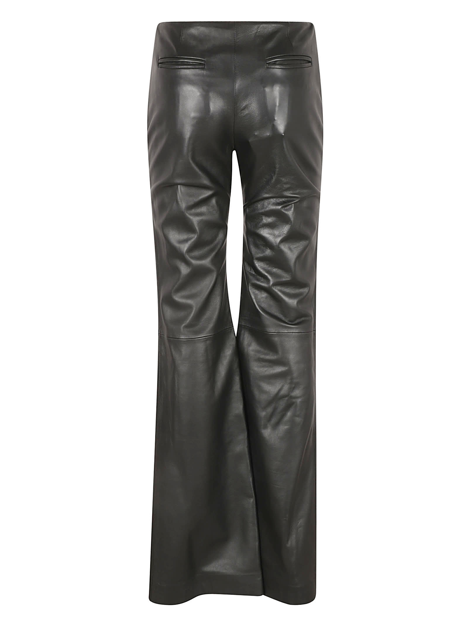 Alberta Ferretti Wide Leg Shiny Leather Trousers In Black