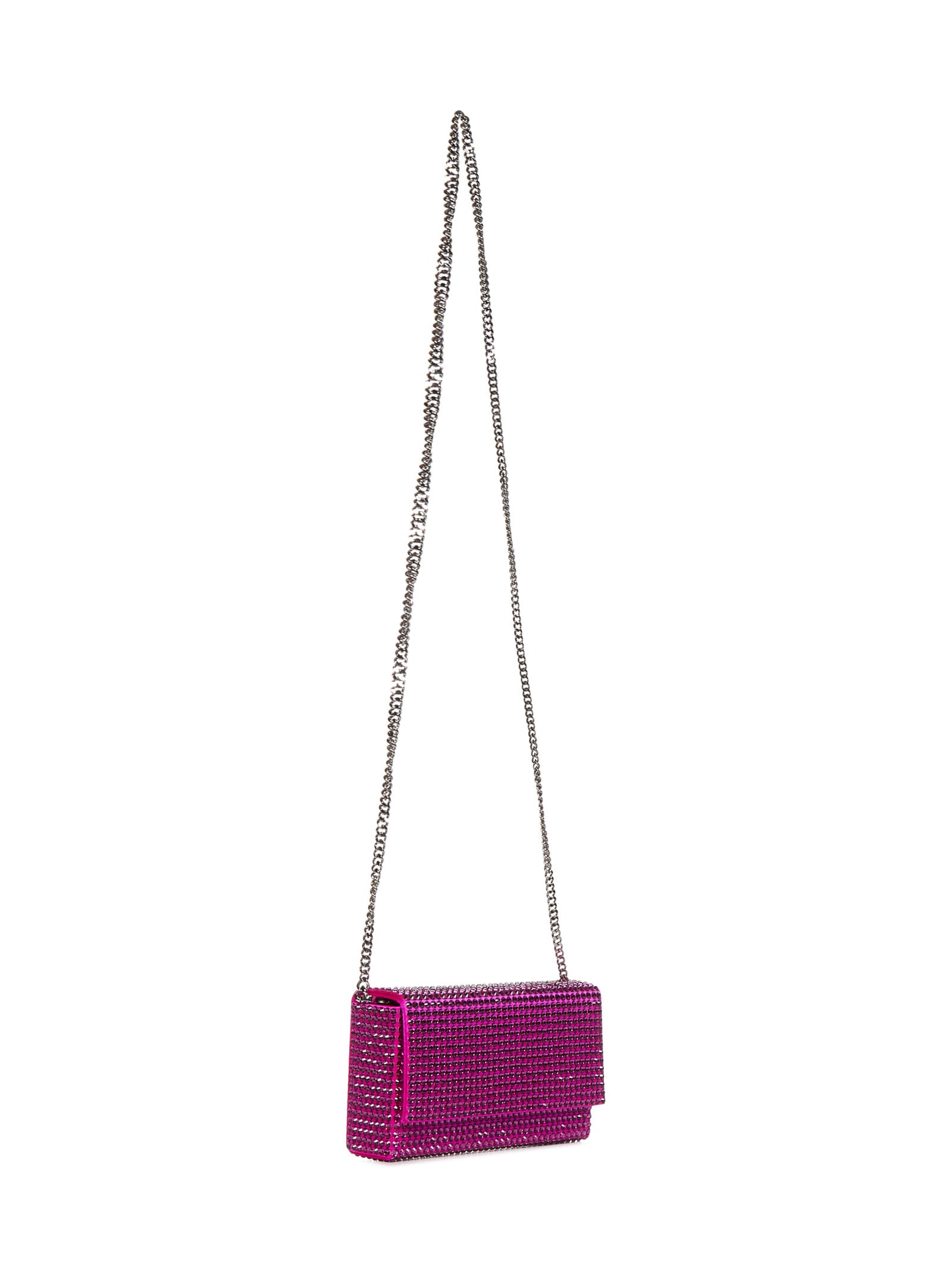 Shop Amina Muaddi Superamini Paloma Clutch In Fuchsia