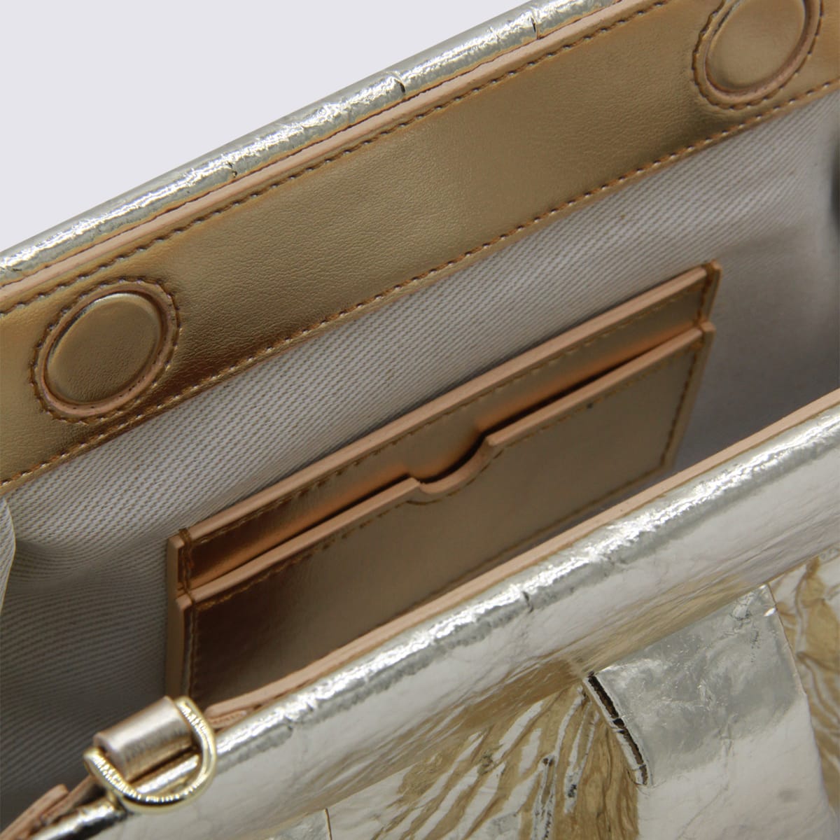 Themoirè Emera Gold Handbag With Crinkled Texture In Metallic