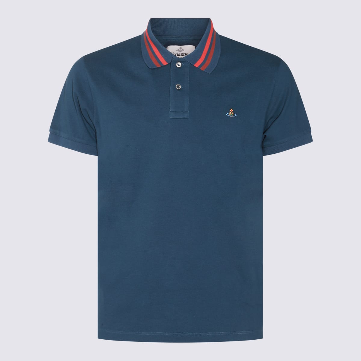 Blue Cotton Polo Shirt