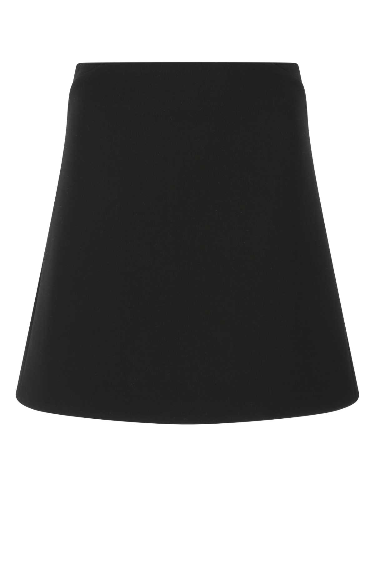 Black Stretch Wool Blend Mini Skirt