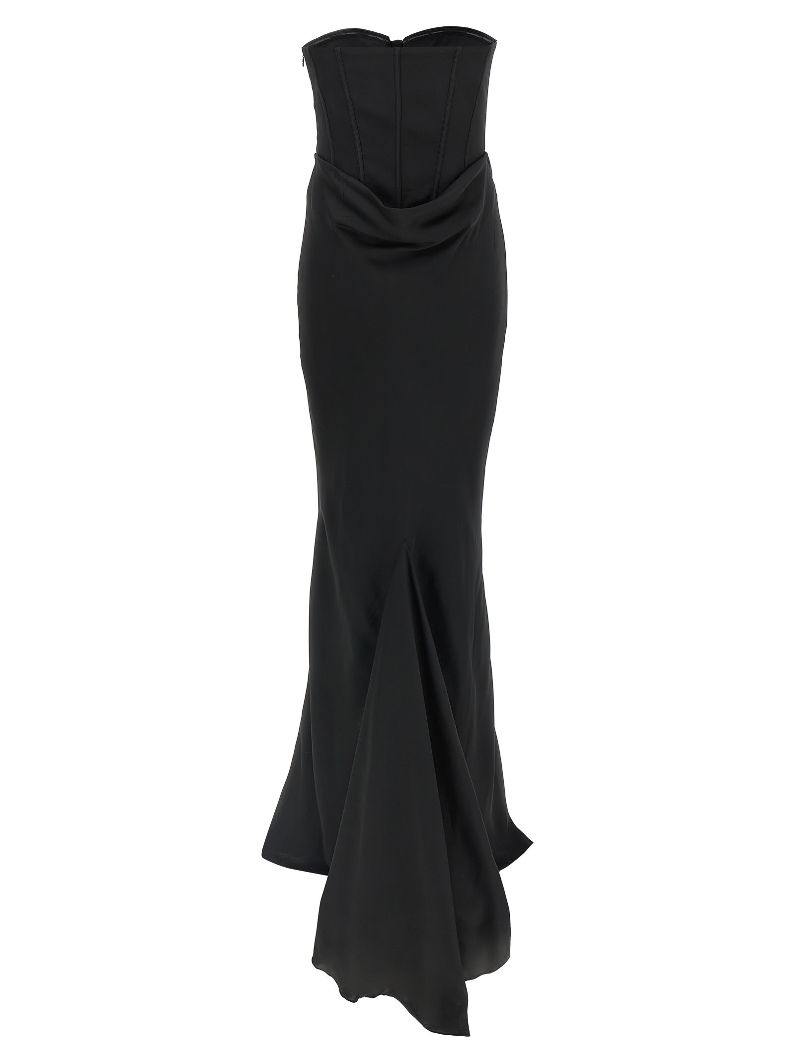 Rotate Birger Christensen Satin Corset Maxi Dress In Black