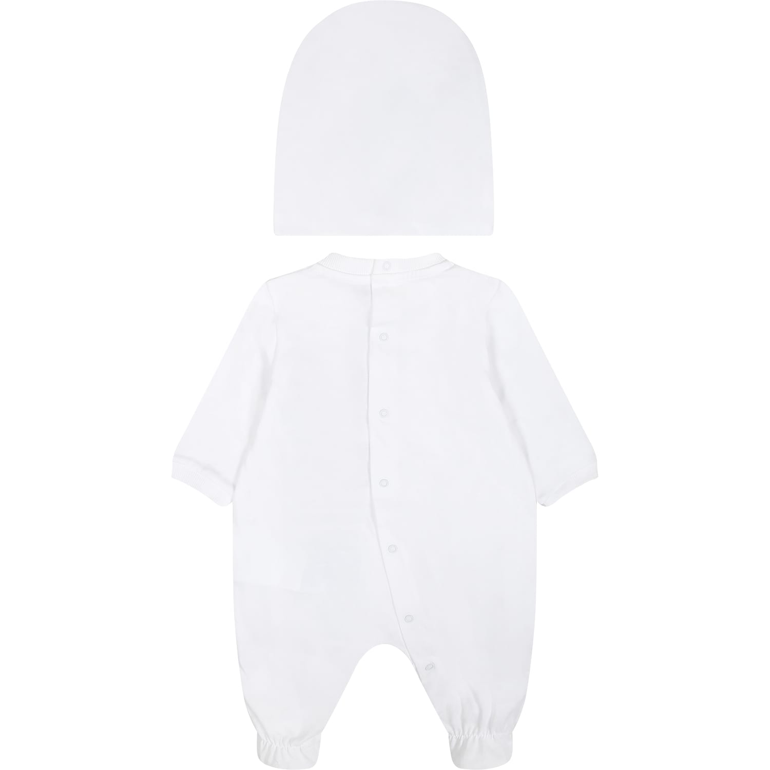 Shop Moschino White Babygrow Set For Babykids With Teddy Bear