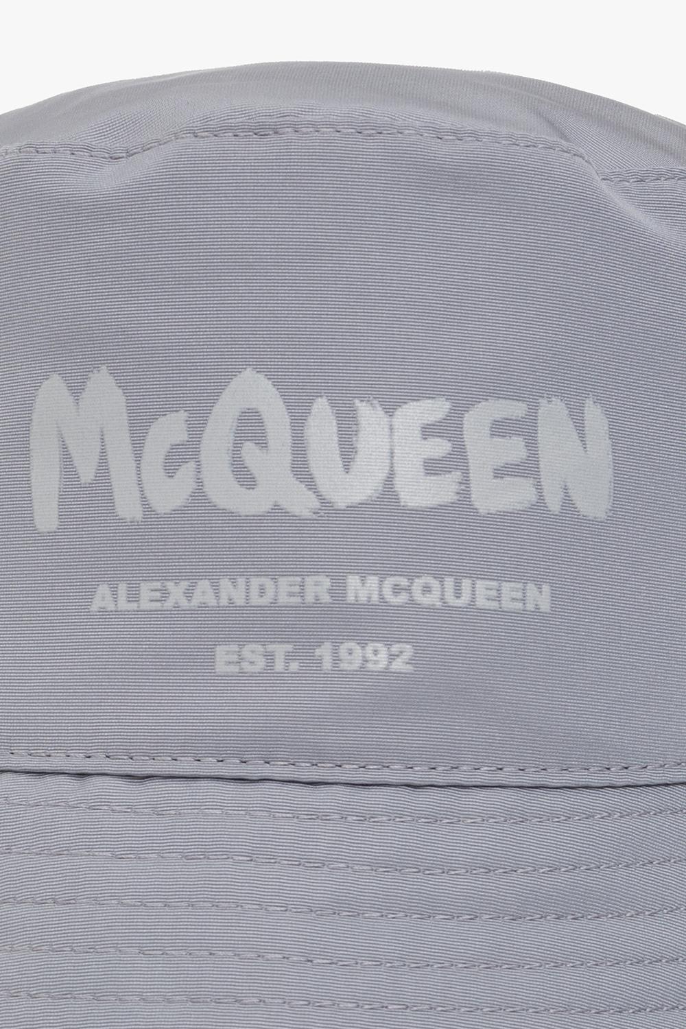 Shop Alexander Mcqueen Bucket Hat With Logo In Grey
