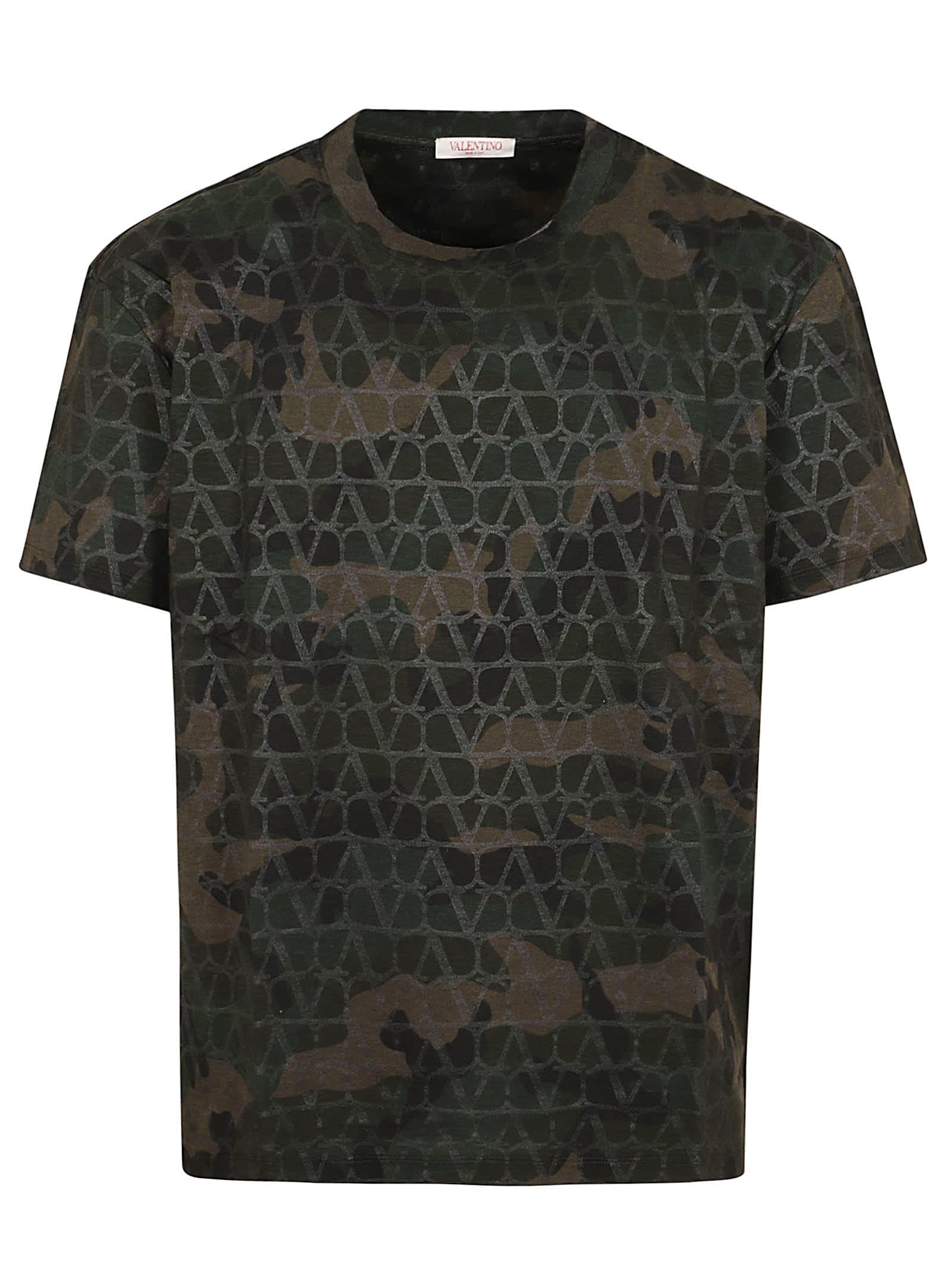 Shop Valentino T-shirt Camouflage In Zcx Toile Camou Army