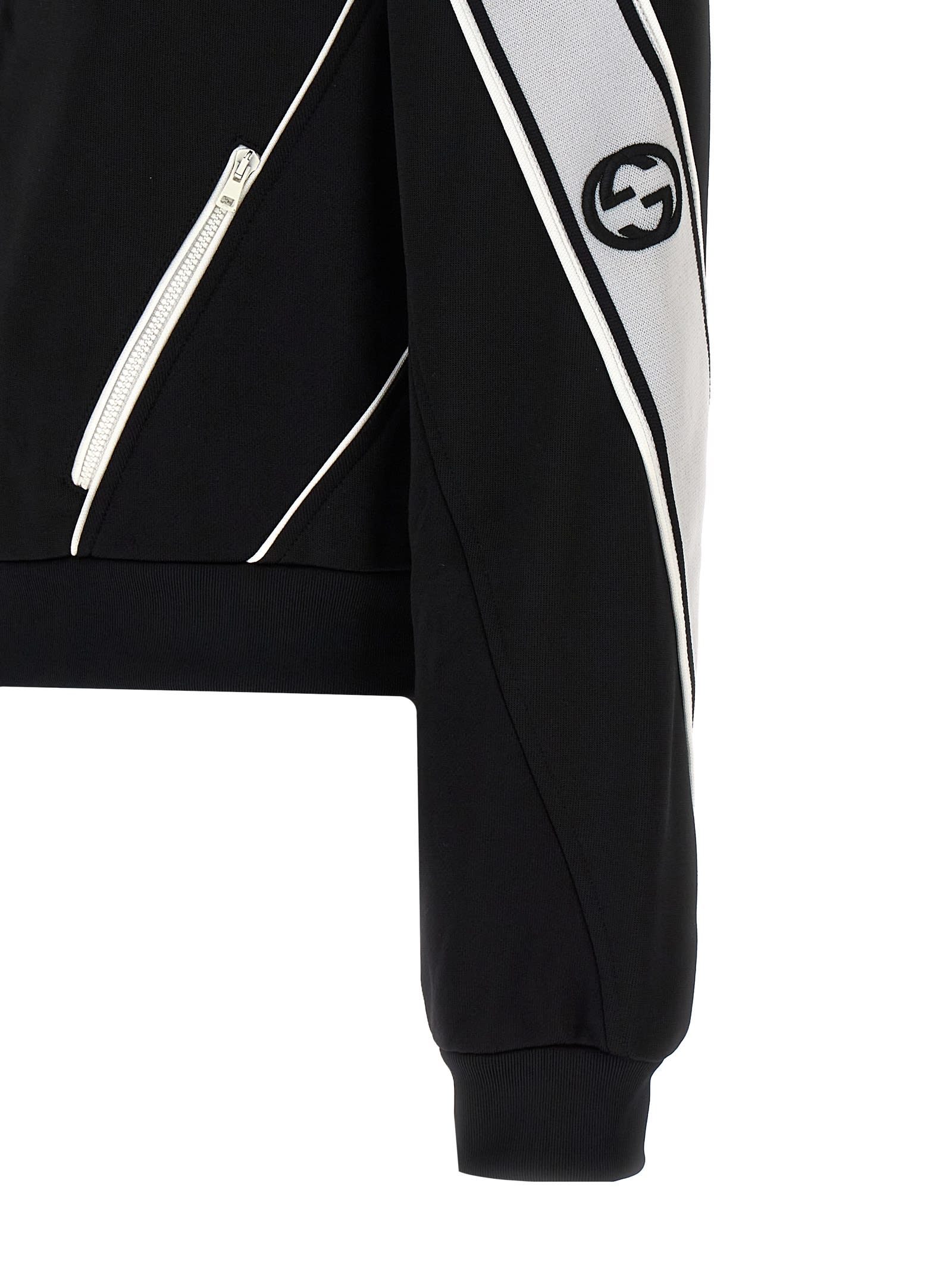 Shop Gucci Logo Band Sweatshirt In White/black