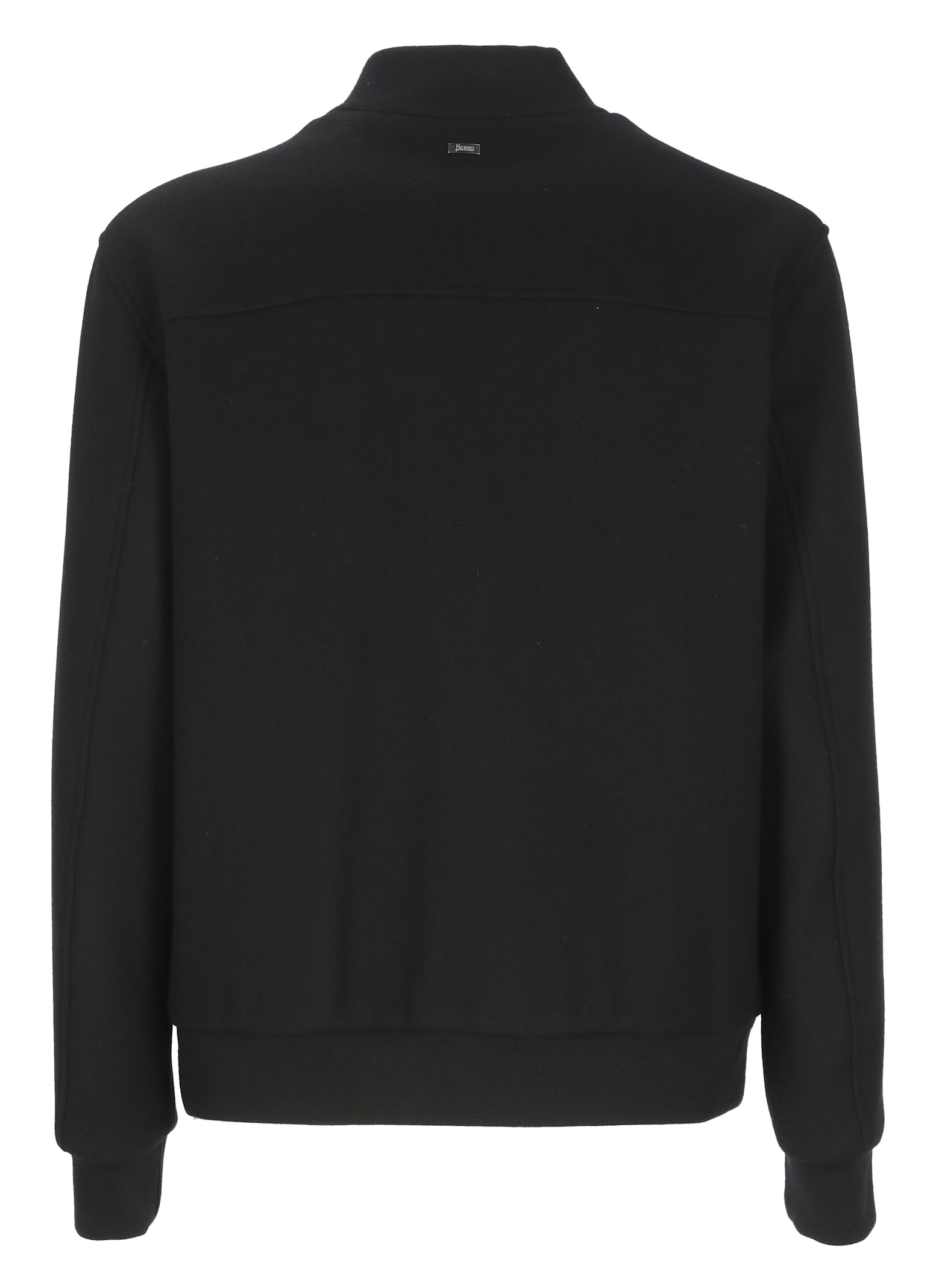 Herno Ribbed Collar Bomber Jacket And Pockets In Black