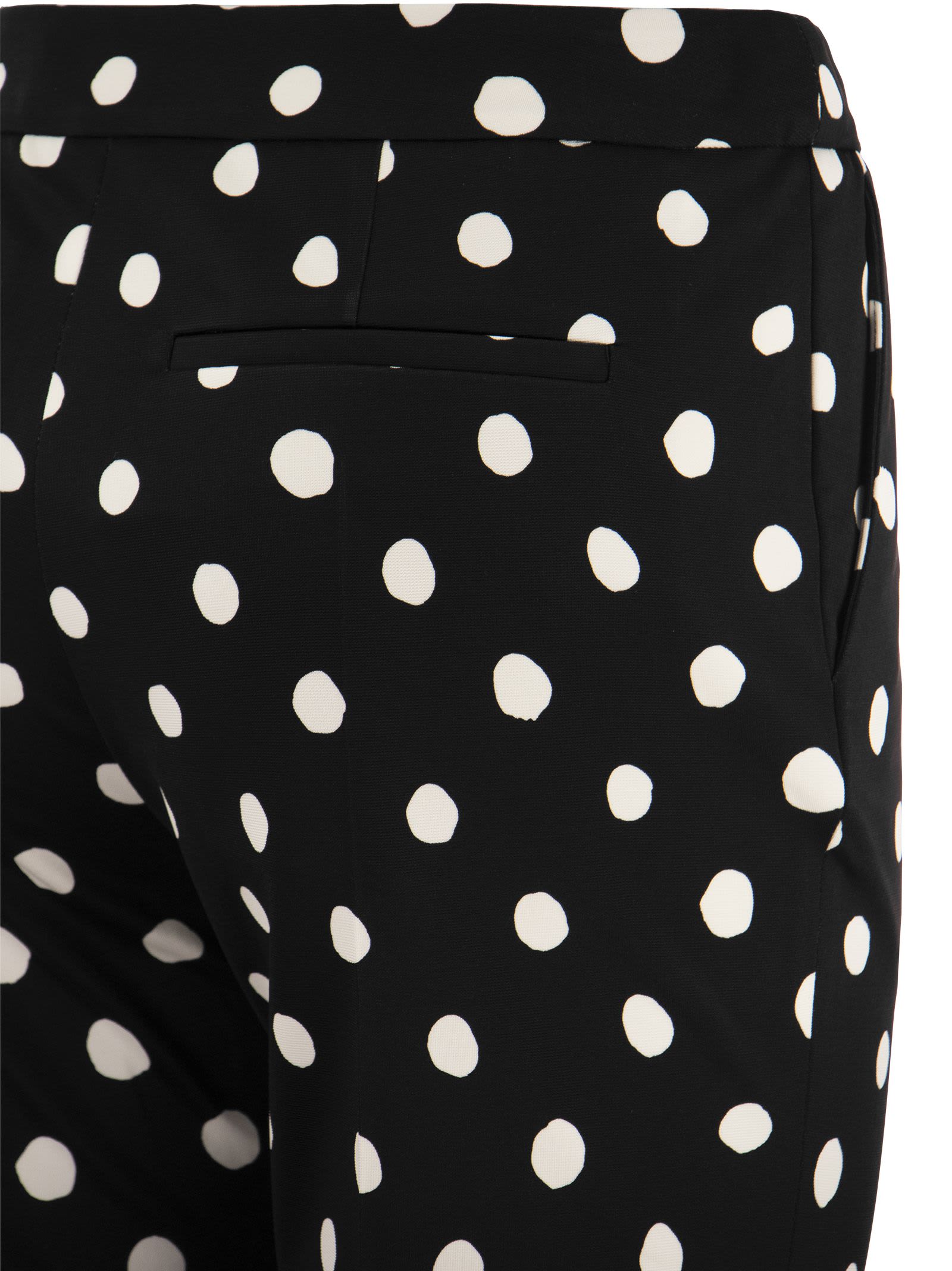 Shop Marni Viscose Polka Dot Trousers In Black