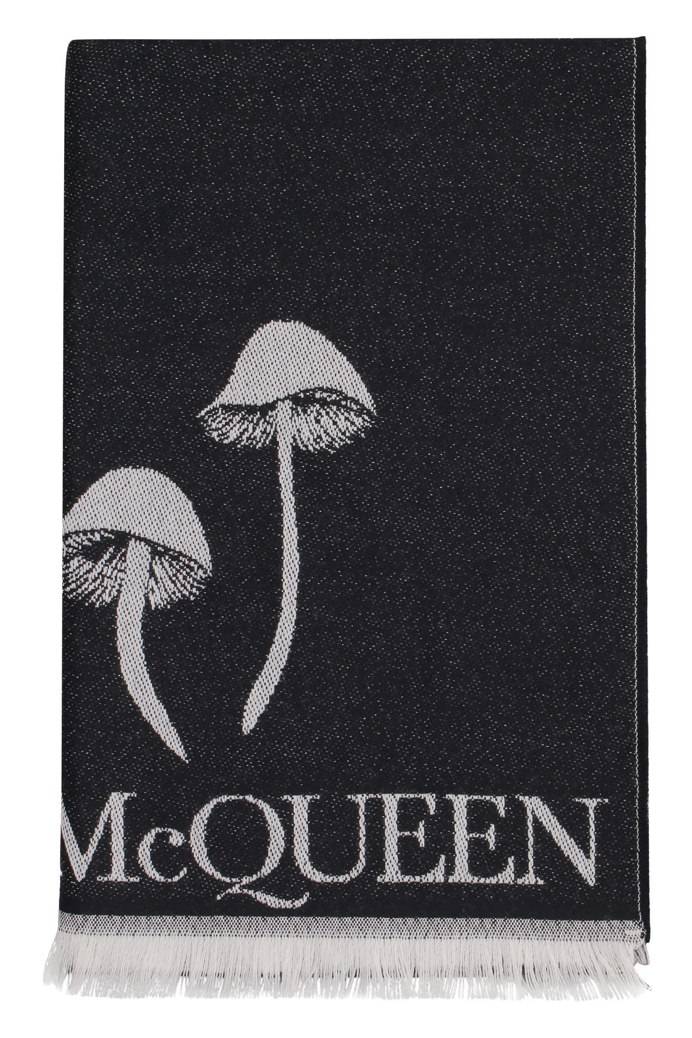 Alexander McQueen Mushroom-skull Intarsia Wool Scarf