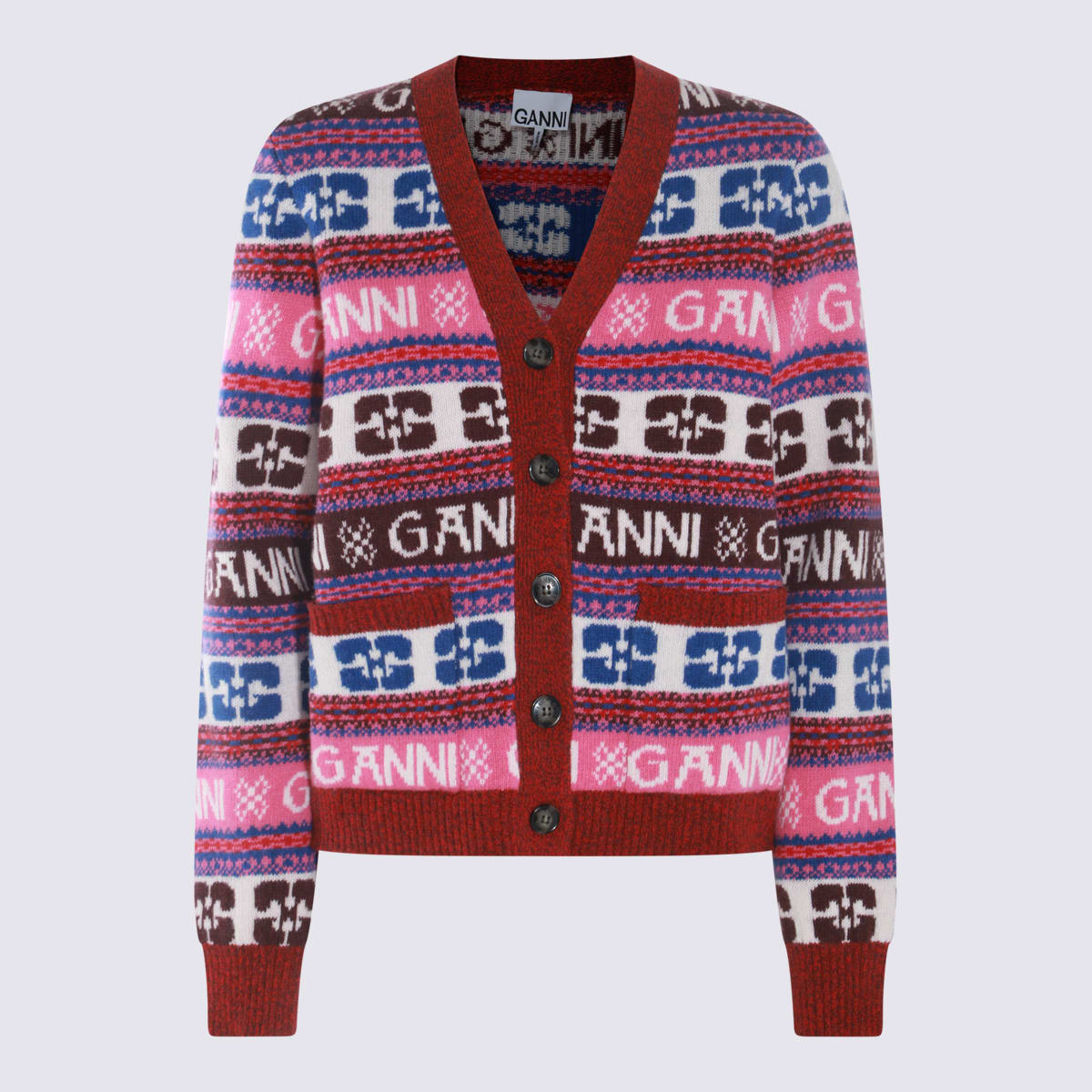 Shop Ganni Multicolor Wool Knitwear In Multicolour