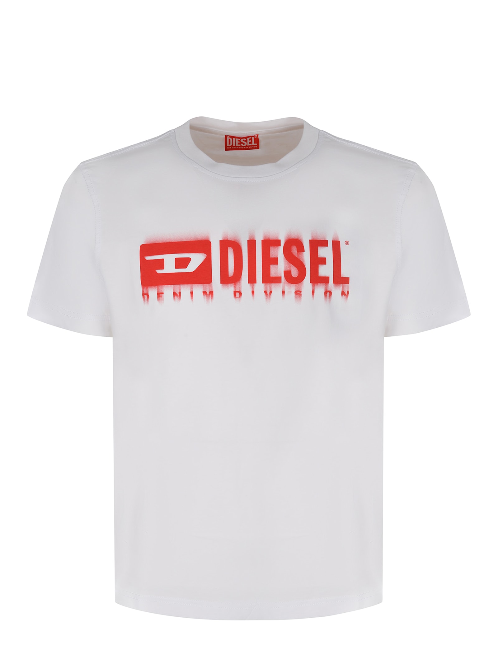 Shop Diesel T-adjust-q7 Logo Printed T-shirt In White