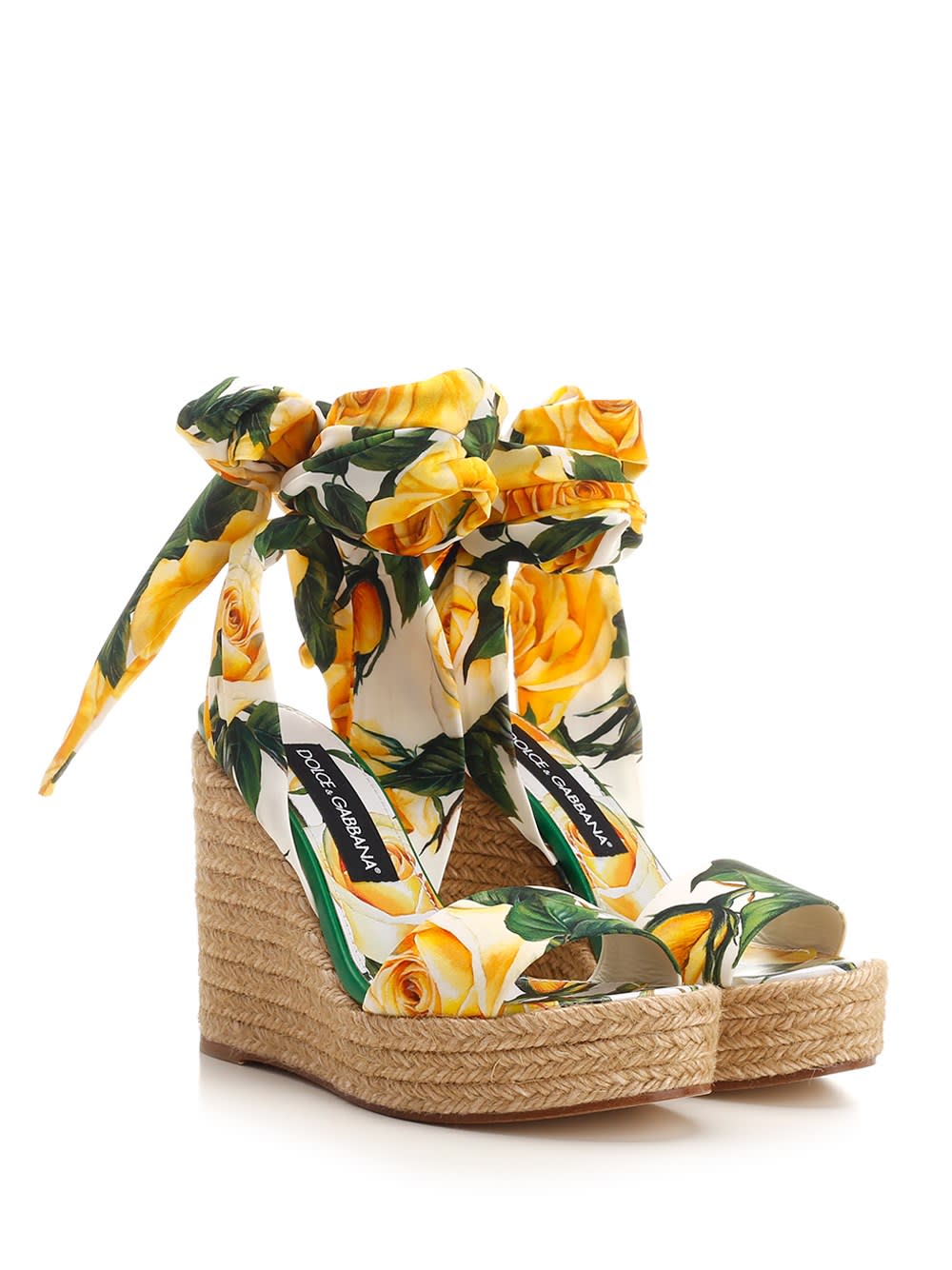 Shop Dolce & Gabbana Wedge Sandals In Gialla