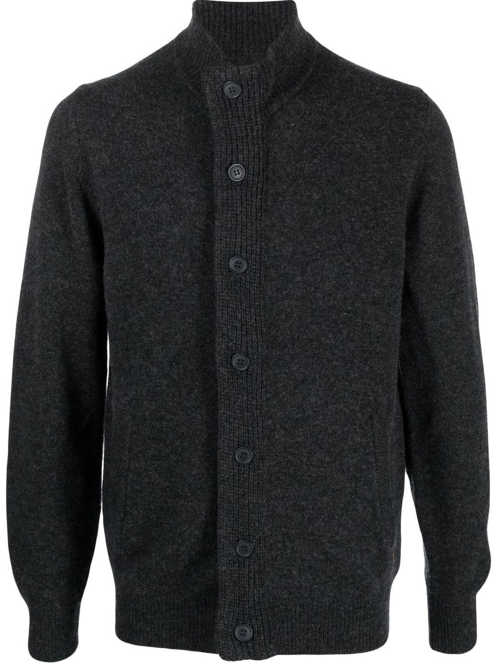 Barbour Essential Patch Zip Through Knitted Sweater Charcoal Marl In Charcoal