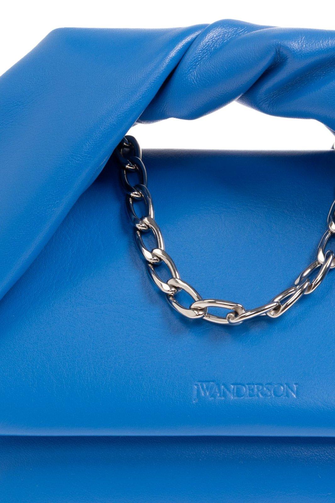 Shop Jw Anderson Twister Medium Top Handle Bag In Blue