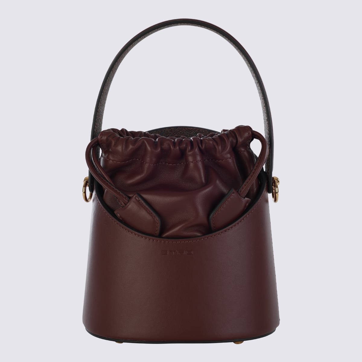 Shop Etro Bordeaux Leather Saturno Mini Bucket Bag
