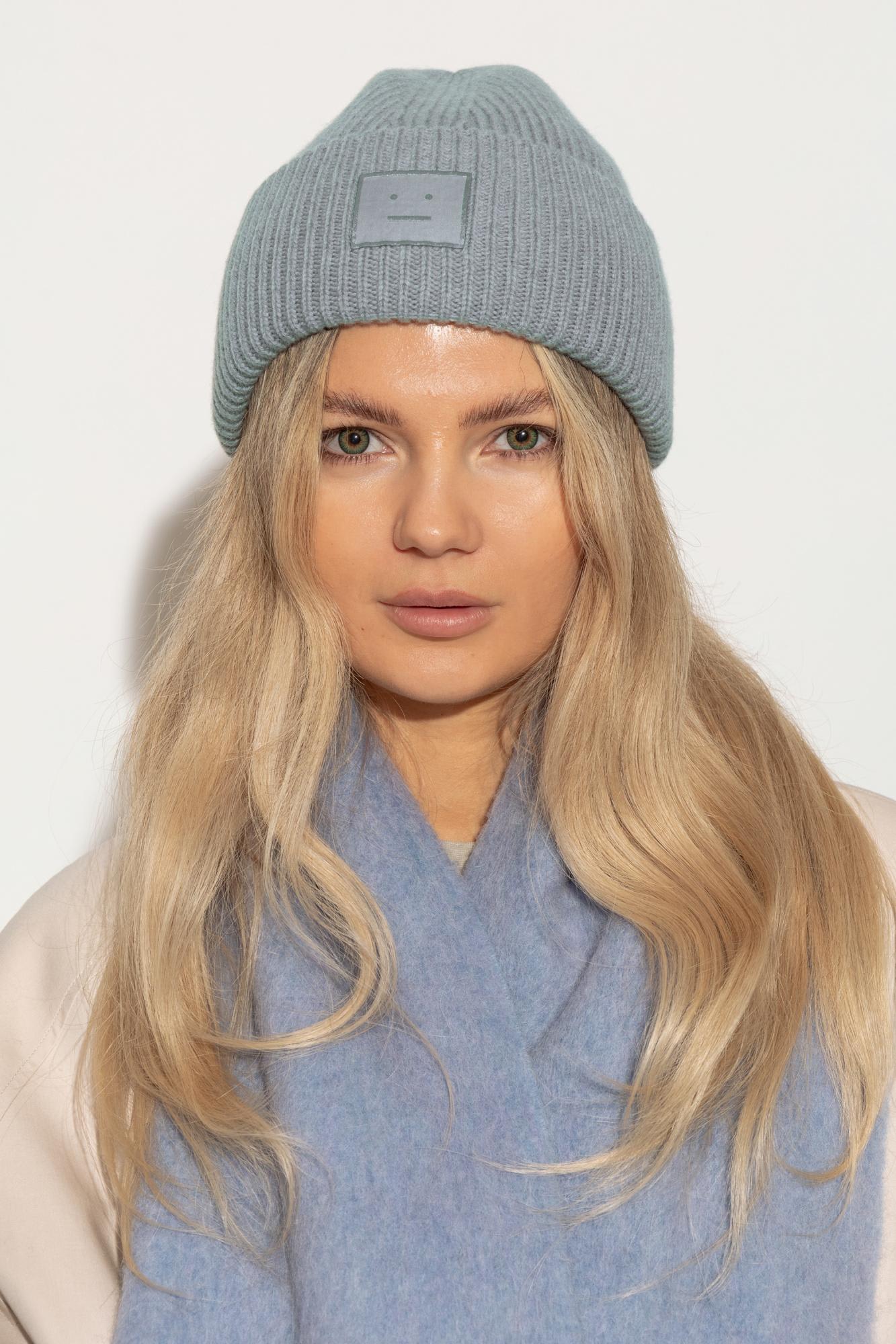 Acne Studios Wool Hat With Logo In Blue