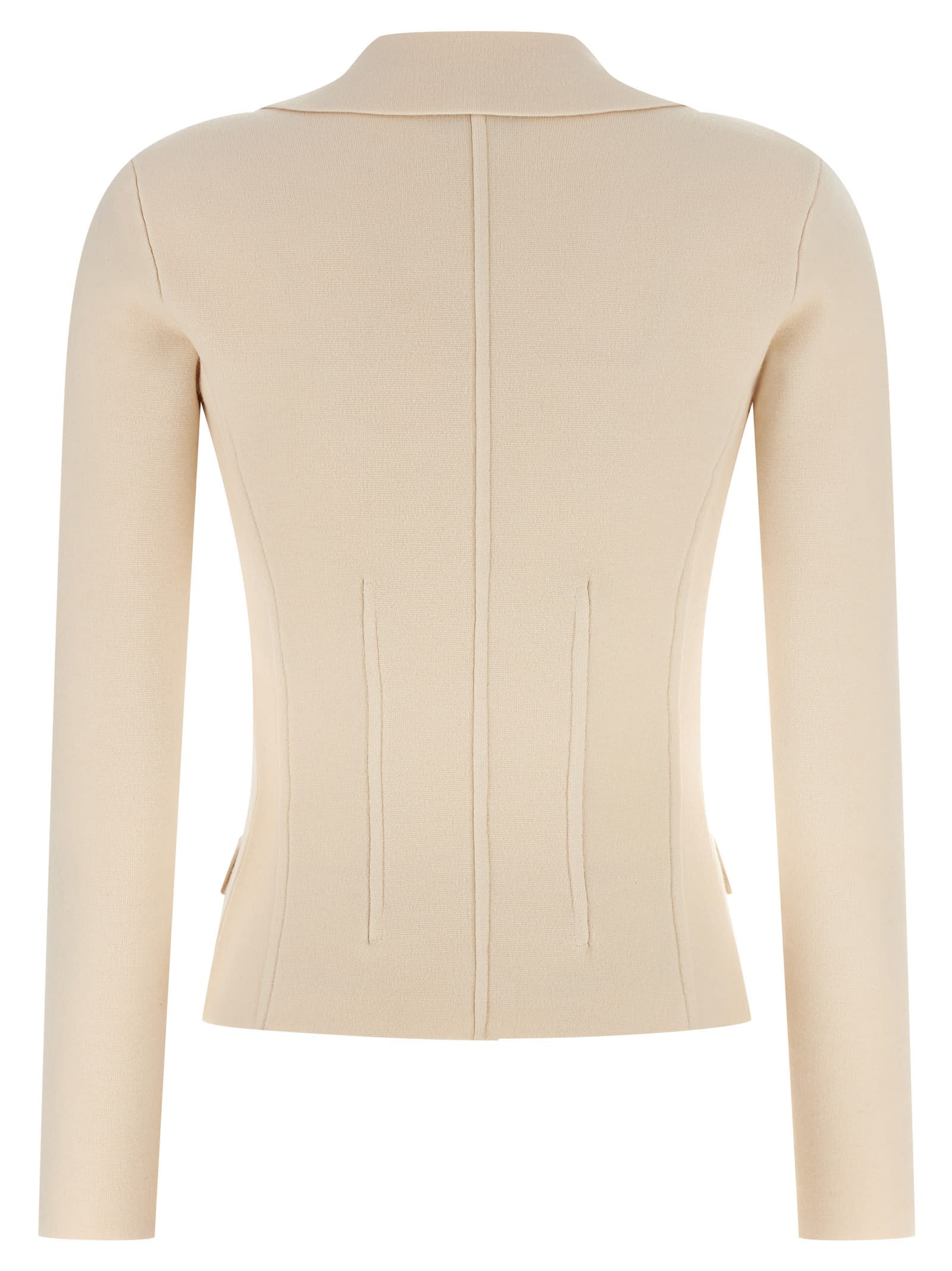 Elisabetta Franchi Fabric-stitch Wool Blazer Blazers White In Brown