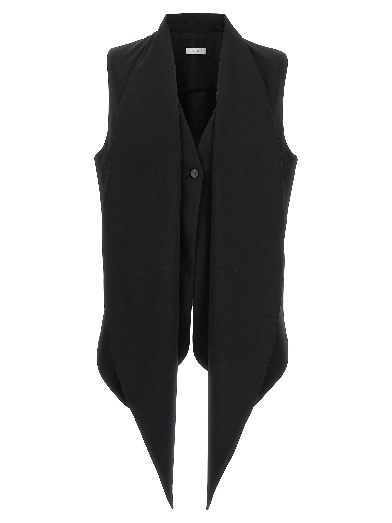 Shop Ferragamo Pussy-bow Vest In Black