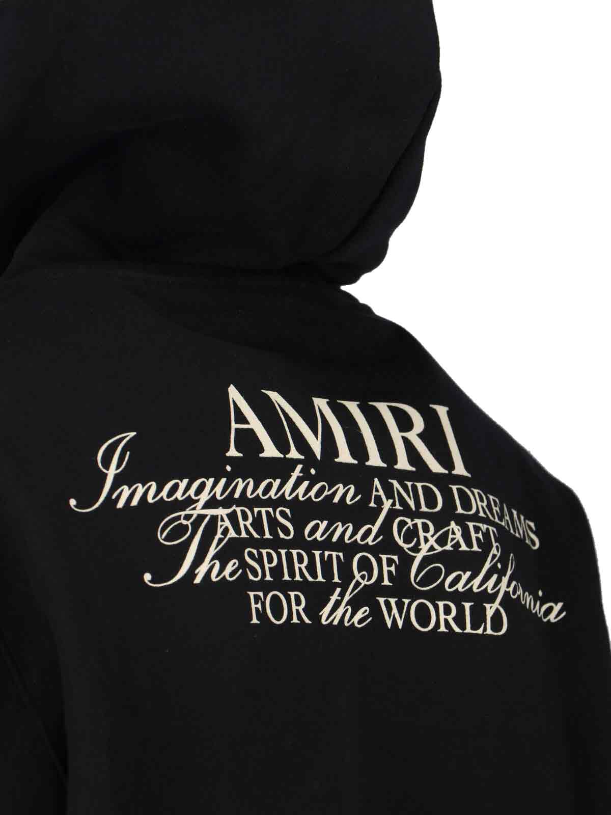 Amiri Black Zip-up Hoodie With Drawstring Hood And Kangaroo Pocket In Black