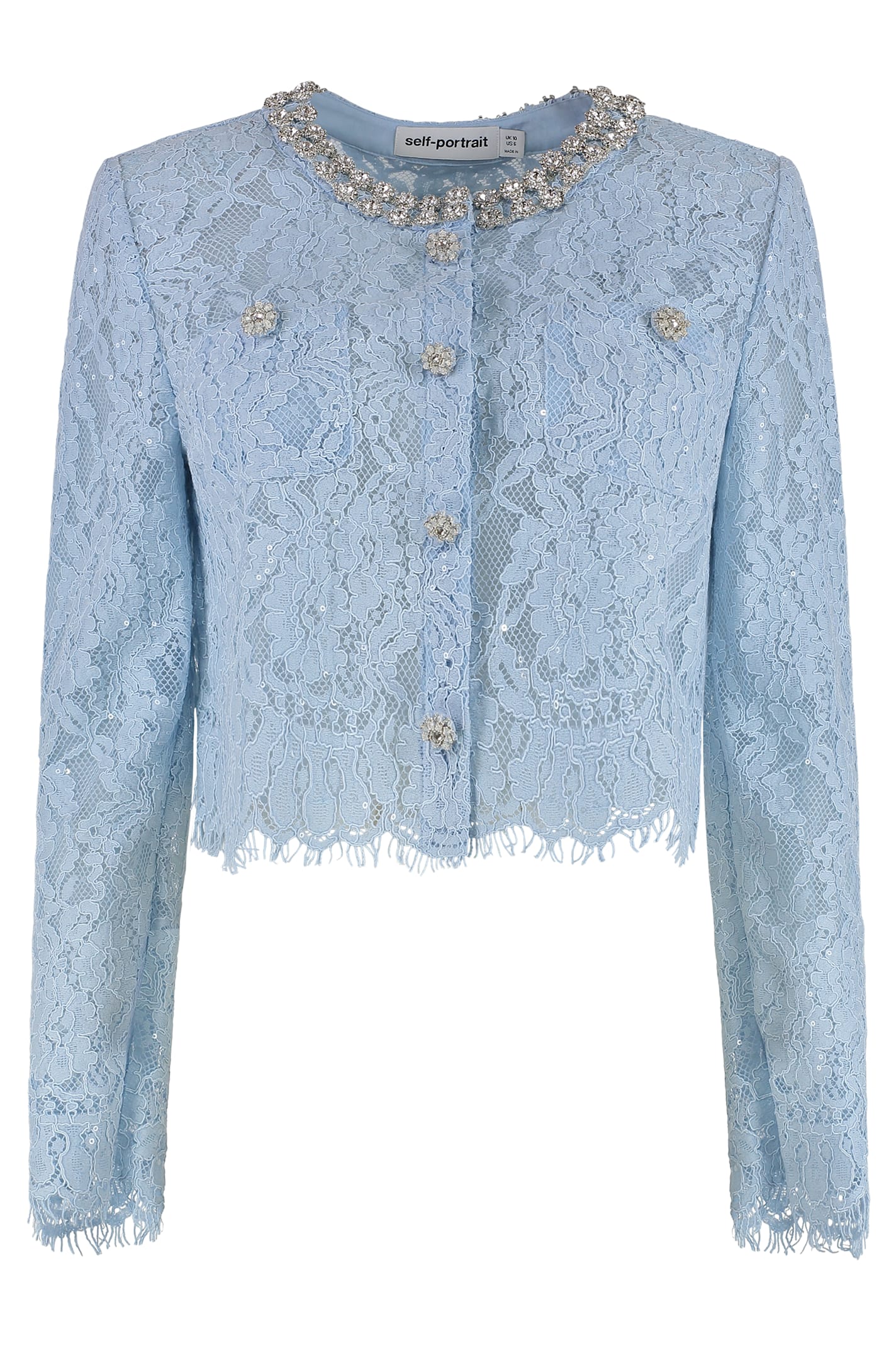 Self-portrait Lace Top In Blue
