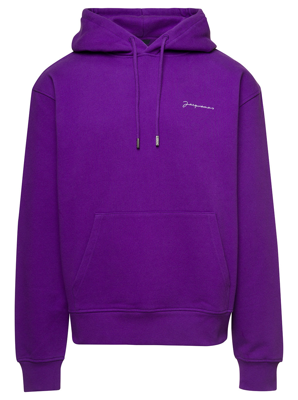 Jacquemus Violet Hoodie With Contrasting Logo Embroidery In Cotton Man