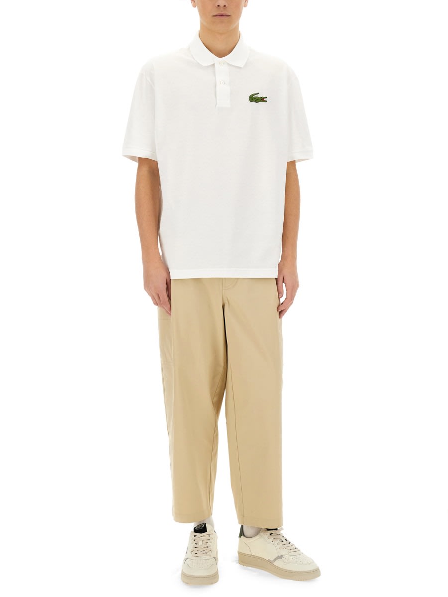 Lacoste Loose Fit Pique Polo Shirt In White