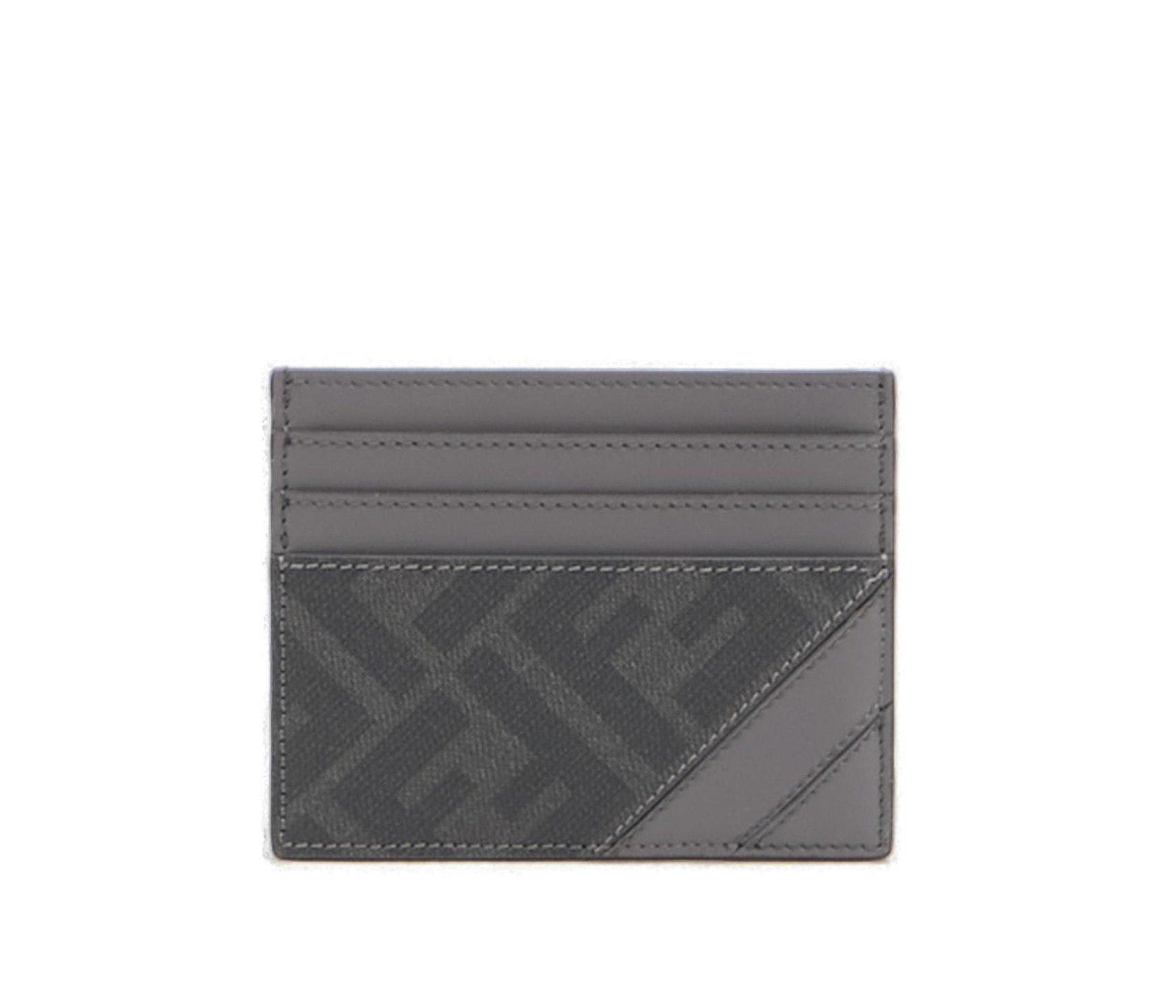 Shop Fendi Diagonal Ff Printed Card Holder In Grey