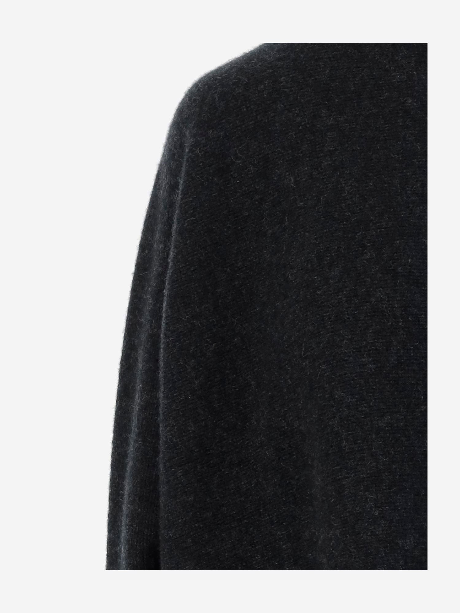 Giorgio Armani High Neck Cashmere Sweater With Dropped Shoulders In Black