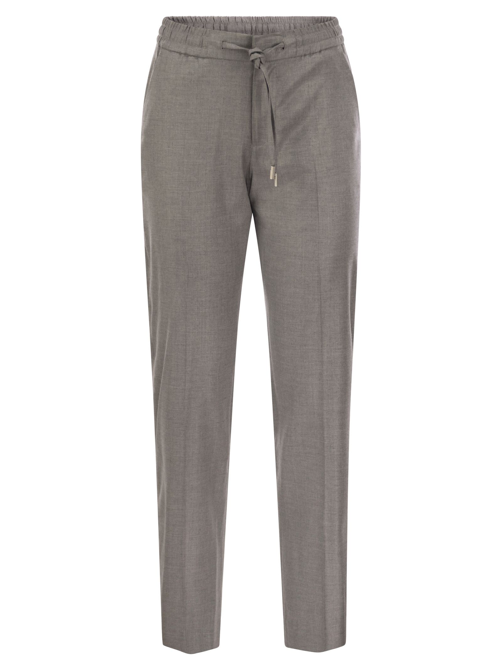 Shop Pt Torino Erika - Fluid Wool Twill Pants In Grey