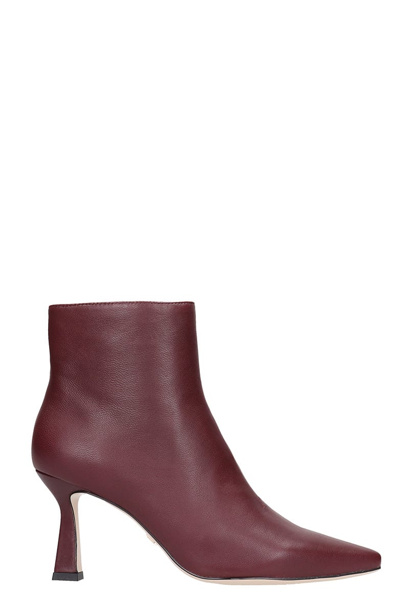 Lola Cruz High Heels Ankle Boots In Bordeaux Leather